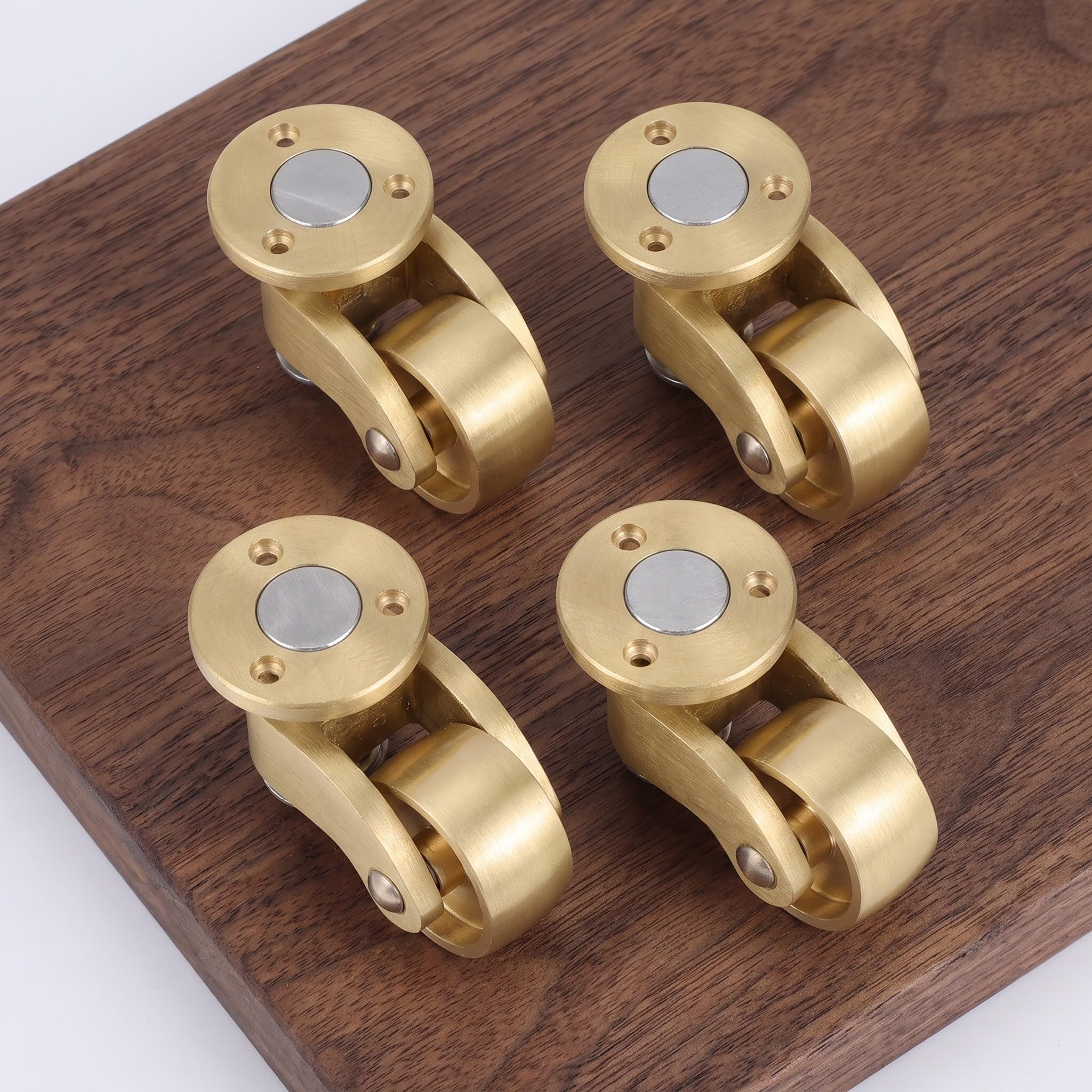 Operitacx 4 Stück Universal-Messingrollen, Möbelrollen, Schwerlast-Lenkrollen mit 360°-Drehung, Rollen für Couchtische, Stühle, Truhen, Kisten, Wagen und Schränke (Durchmesser: 25 mm)