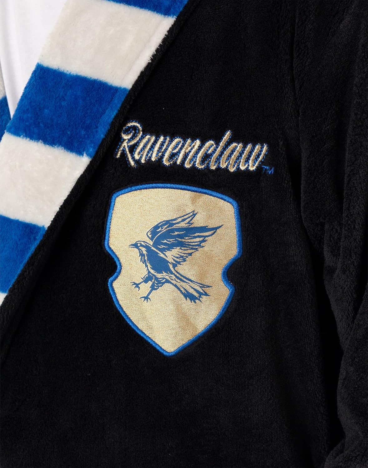 Harry Potter Ravenclaw Unisex Black & Blue Hooded Bathrobe | Cosy Fleece Material for Lounging
