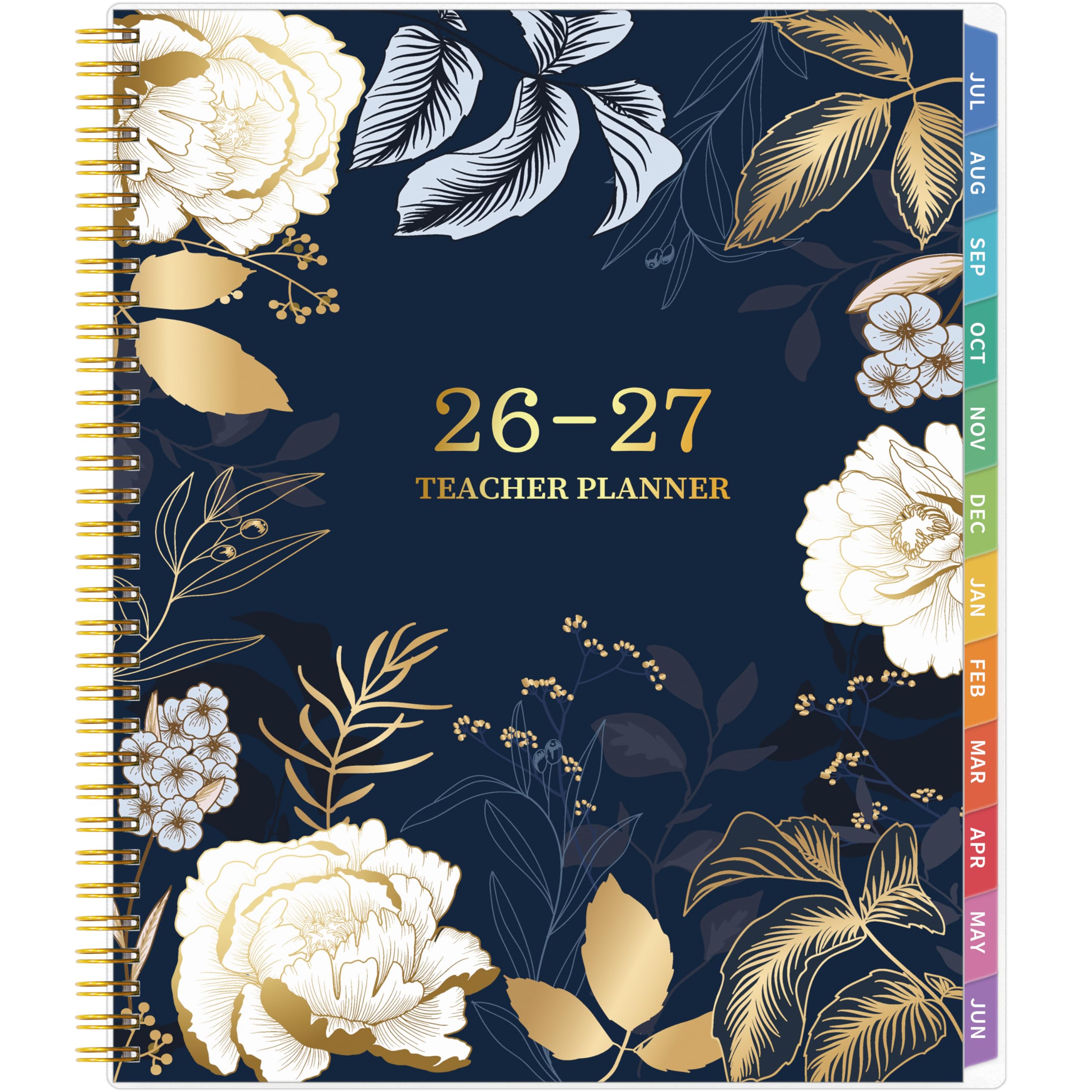 Lehrerplaner 2026–2027, Lehrerplaner für das akademische Jahr, Juli 2026–Juni 2027, Unterrichtsplaner 2026–2027, Homeschool Planbuch, 21,6 x 27,9 cm mit Registerkarten und Tasche, flexibler Einband