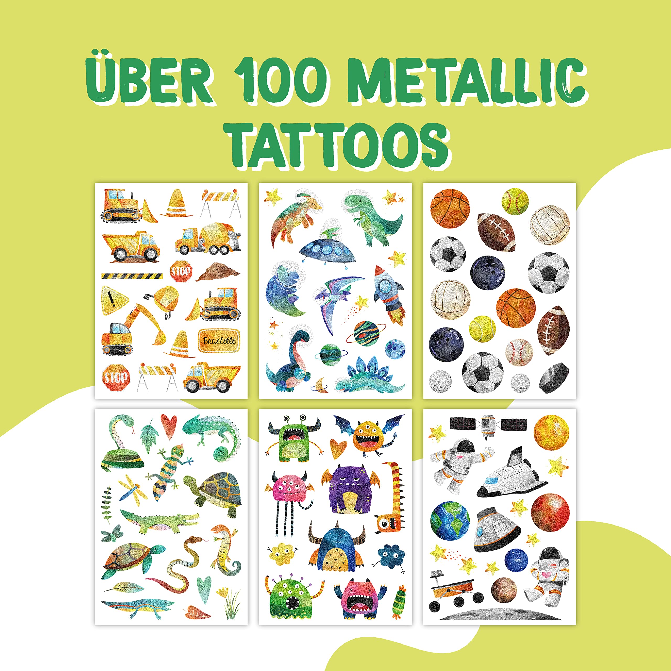 100 Tatuaggi da attaccare - dinosauri tatuaggi per bambini adatti alla pelle - disegni adatti ai bambini - come regalo di compleanno o idea regalo - Vegan