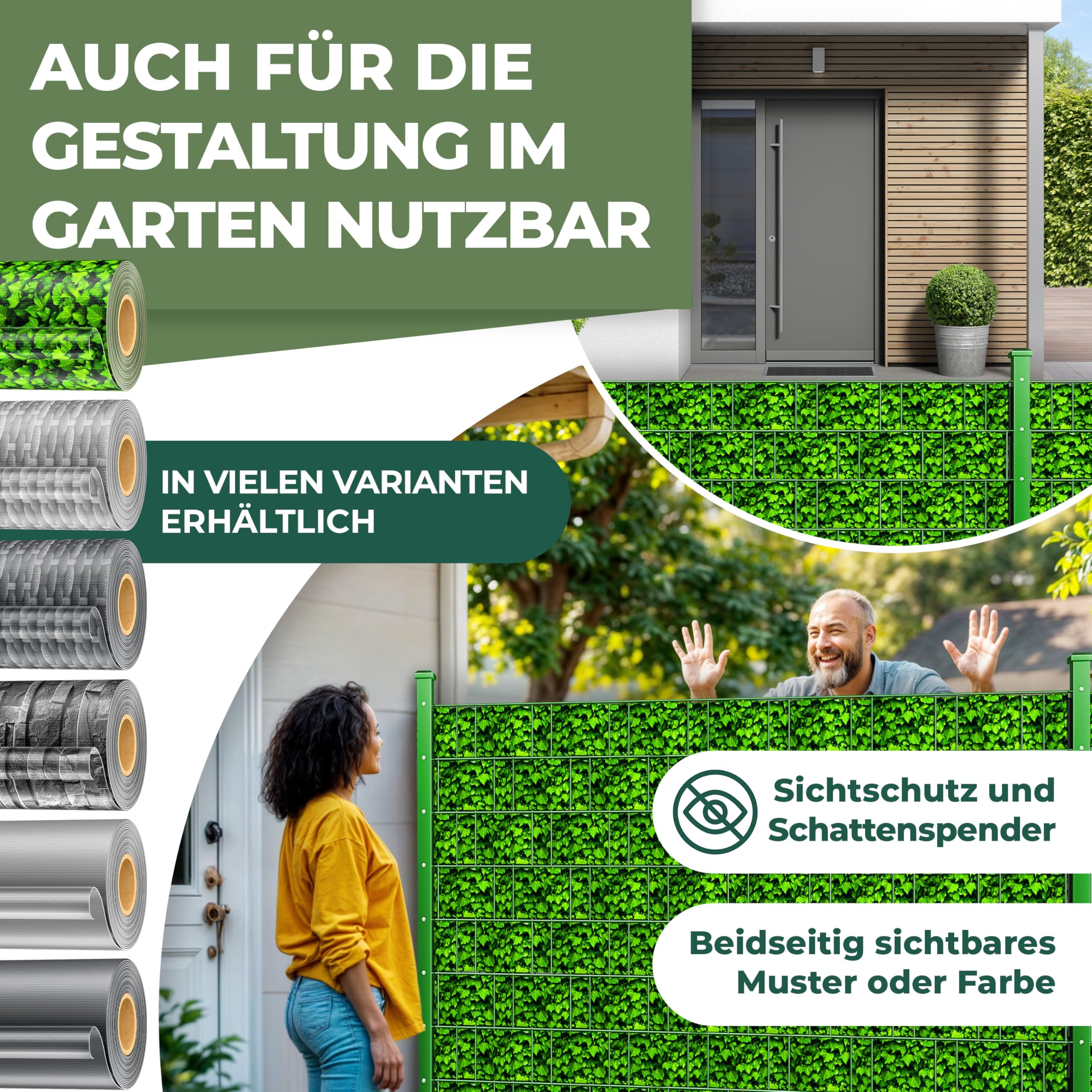 KESSER® Strisce per la Privacy in PVC Stuoie a Doppia Asta Recinzione Opaca | Resistente alle intemperie e al Vento | Schermo Privacy per Giardino, Bosso, 70 m