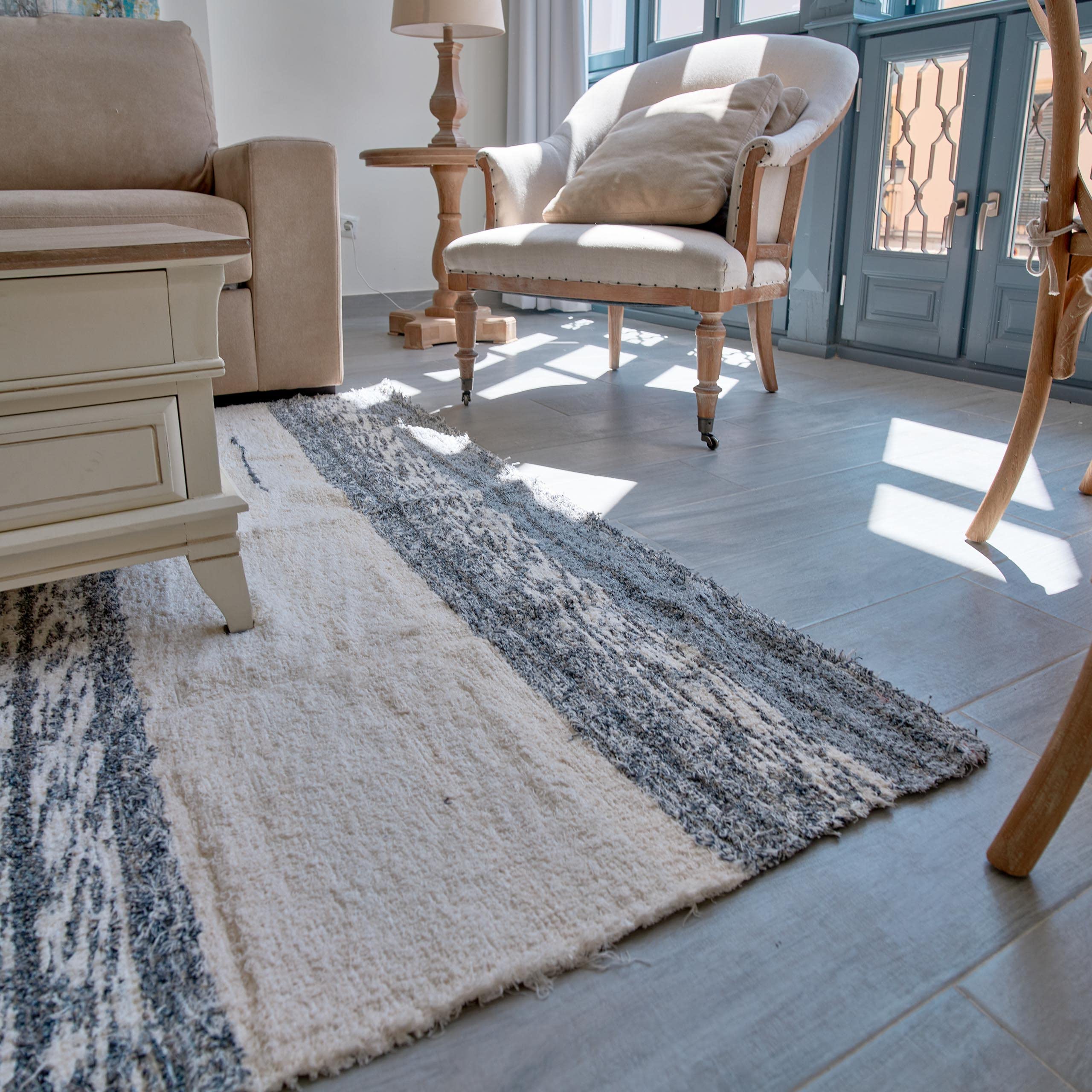 Jarapa Home Made with love Alfombra Grande decoración de salón, Cocina, Dormitorio. Hecha a Mano con algodón Natural, de Pelo Corto, Suave y Lavable en Lavadora (200x300 cm., Andina Gris)