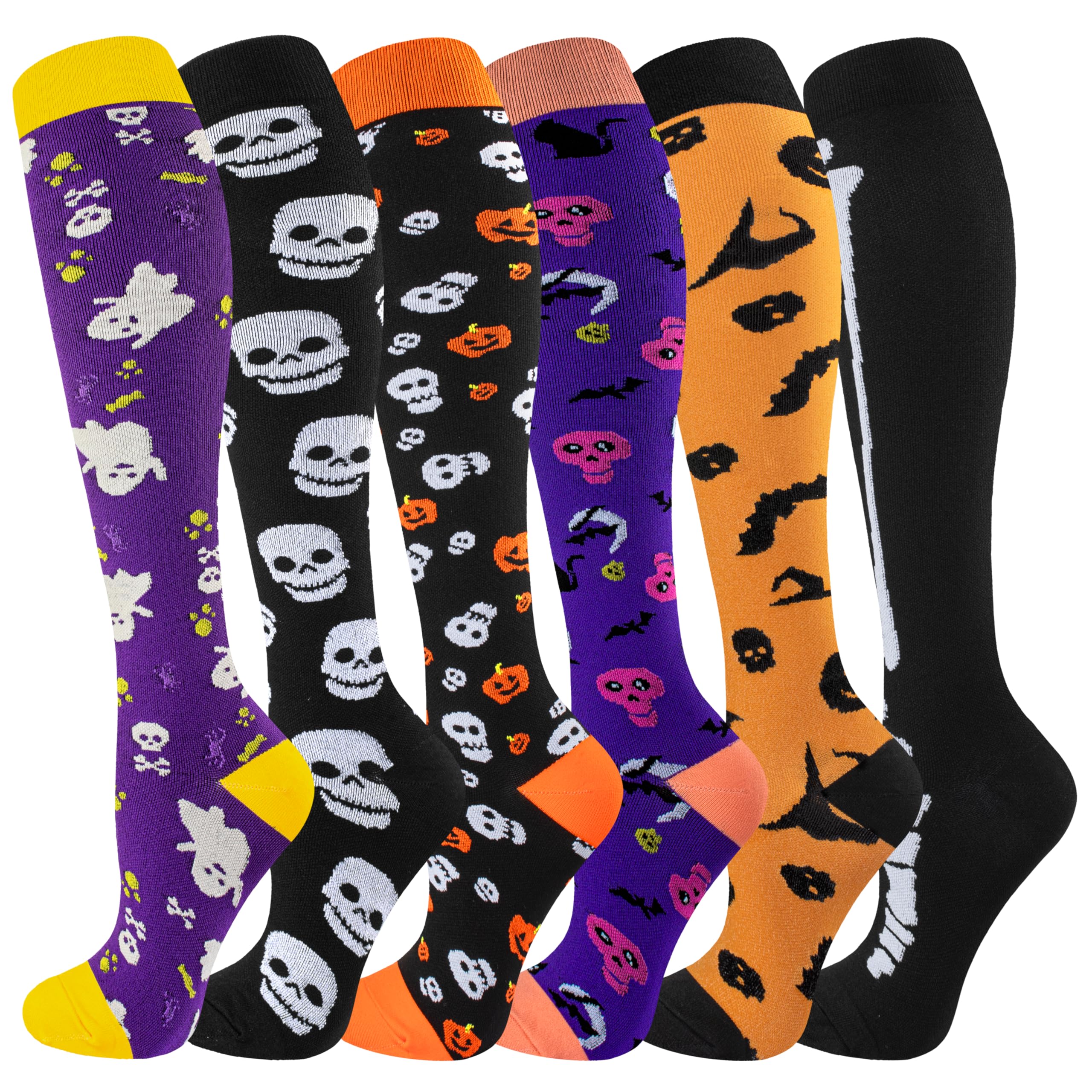 cerpite Compression Socks for Women &amp; Men 6 Pairs Knee High Compression Socks 20-30 mmhg Best for Running,Nurse,Travel