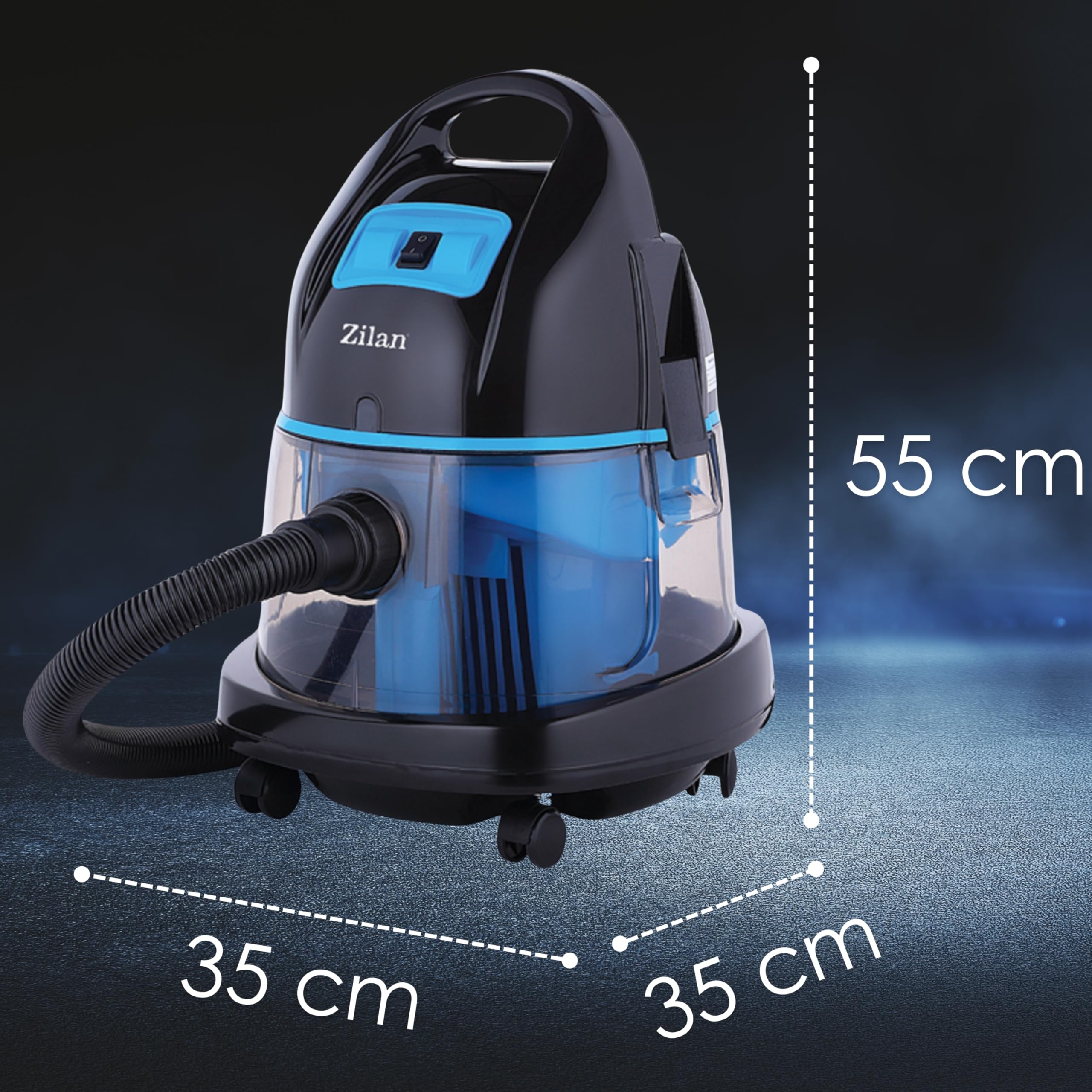 Zilan Aspirapolvere con Filtro dell'Acqua, H20, Senza Sacchetto, Classe Energetica A 2.000 Watt, 360°