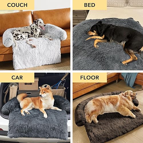 Miniatura 7 de Codi Cama para perros para sofá, camas calmantes para perros medianos, cama de felpa esponjosa para mascotas, cama para perros antiansiedad con
