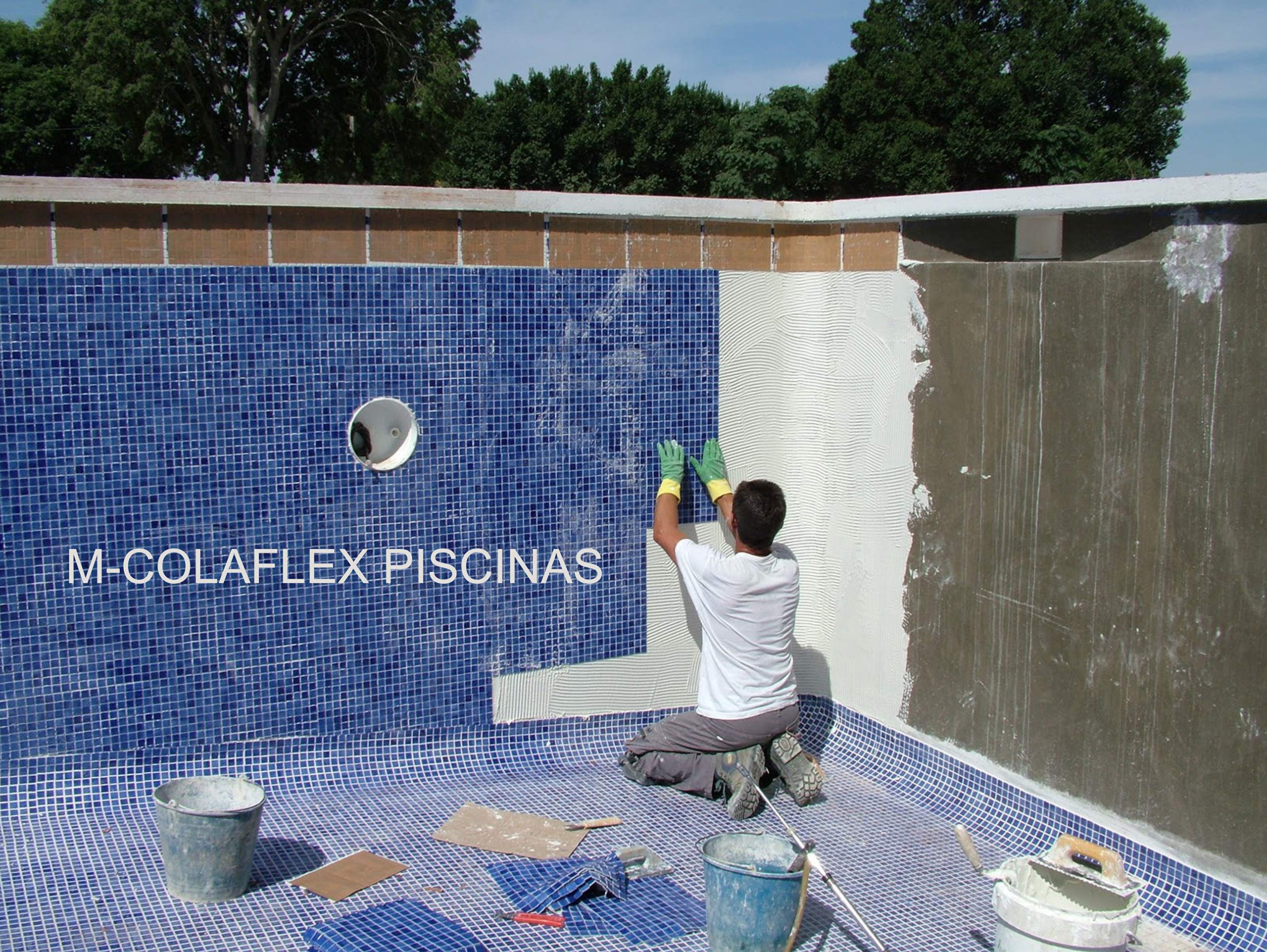 M-COLAFLEX PISCINES de Tecno Prodist - (5 kg) Colle cimentaire flexible et améliorée idéale pour la pose de carreaux en contact permanent avec l'eau tels que piscines, réservoirs d'eau, etc.(Blanc)