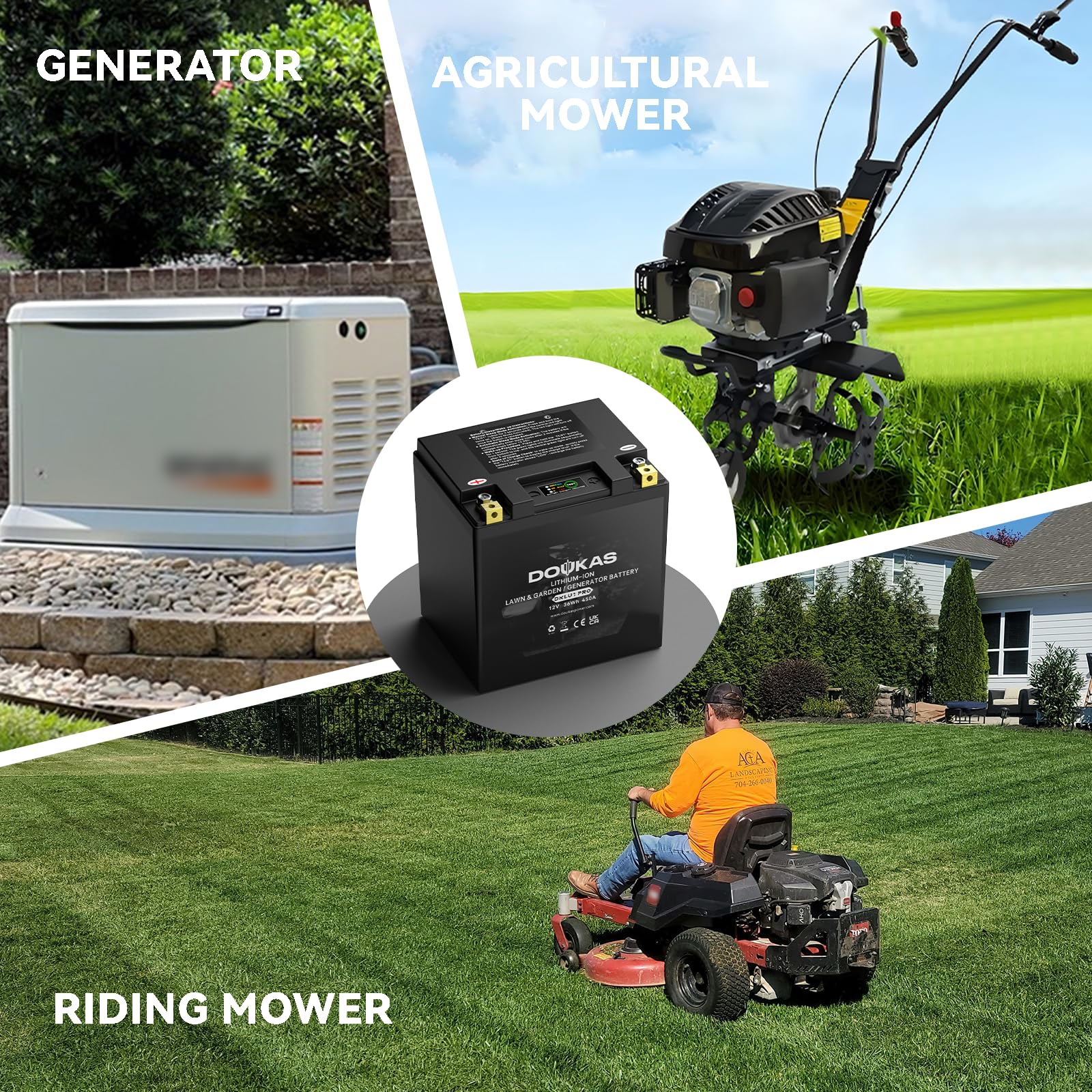 DKLU1 PRO Batterie au lithium LiFePO4 pour tondeuse à gazon, générateurs 12 V 3,2 Ah 450 CCA, compatible avec tracteur de jardin, convient pour Craftsman, John Deere, Cub Cadet, Husqvarna