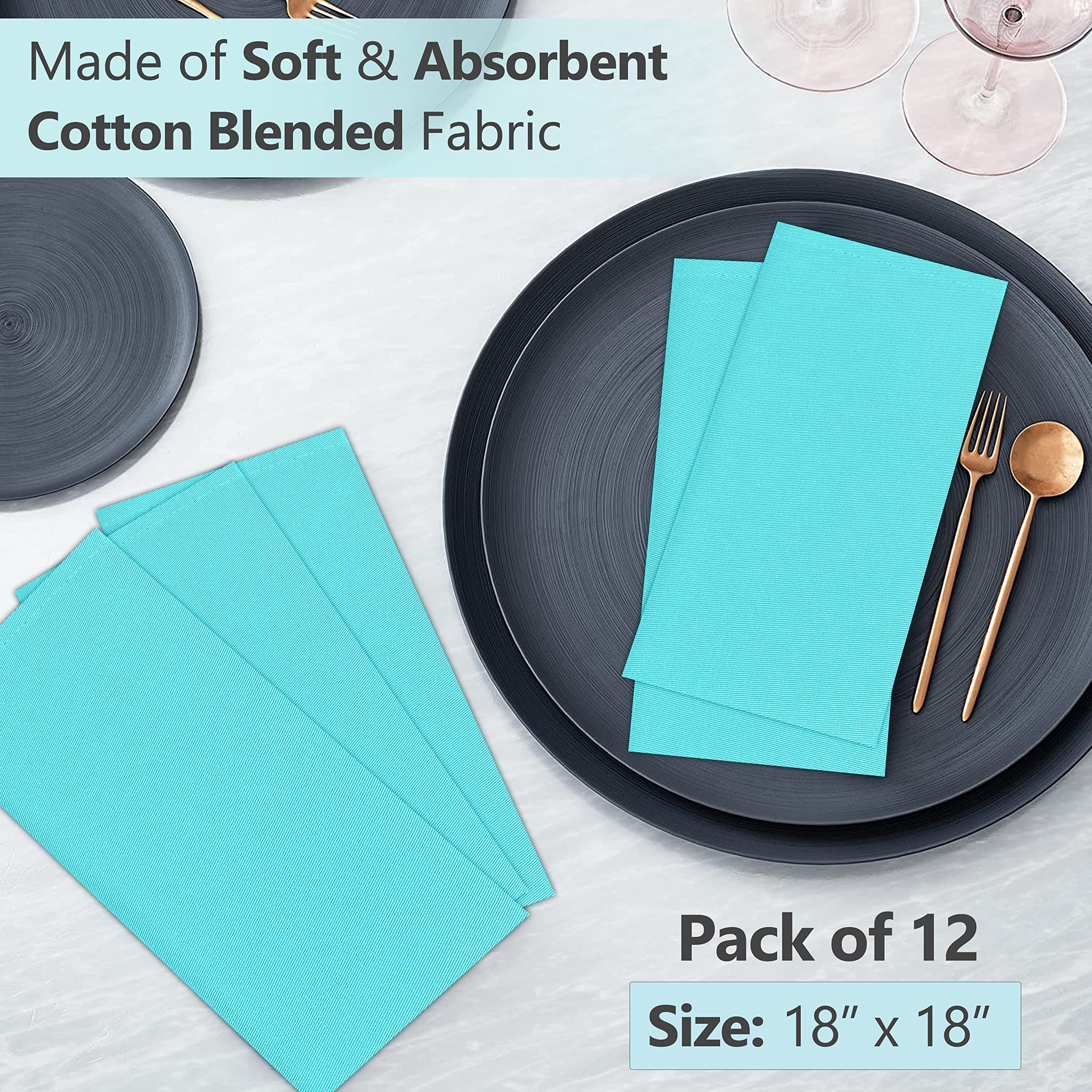 Lot De 12 Serviettes De Table Coton - 45,7 X 45,7 Cm - Gris Anthracite - Pour Repas, Fêtes Serviettes Lavables Réutilisables Lot De 12 Serviettes De Table Coton - 45,7 X 45,7 Cm - Gris Anthracite - Pour Repas, Fêtes Serviettes Lavables Réutilisables
