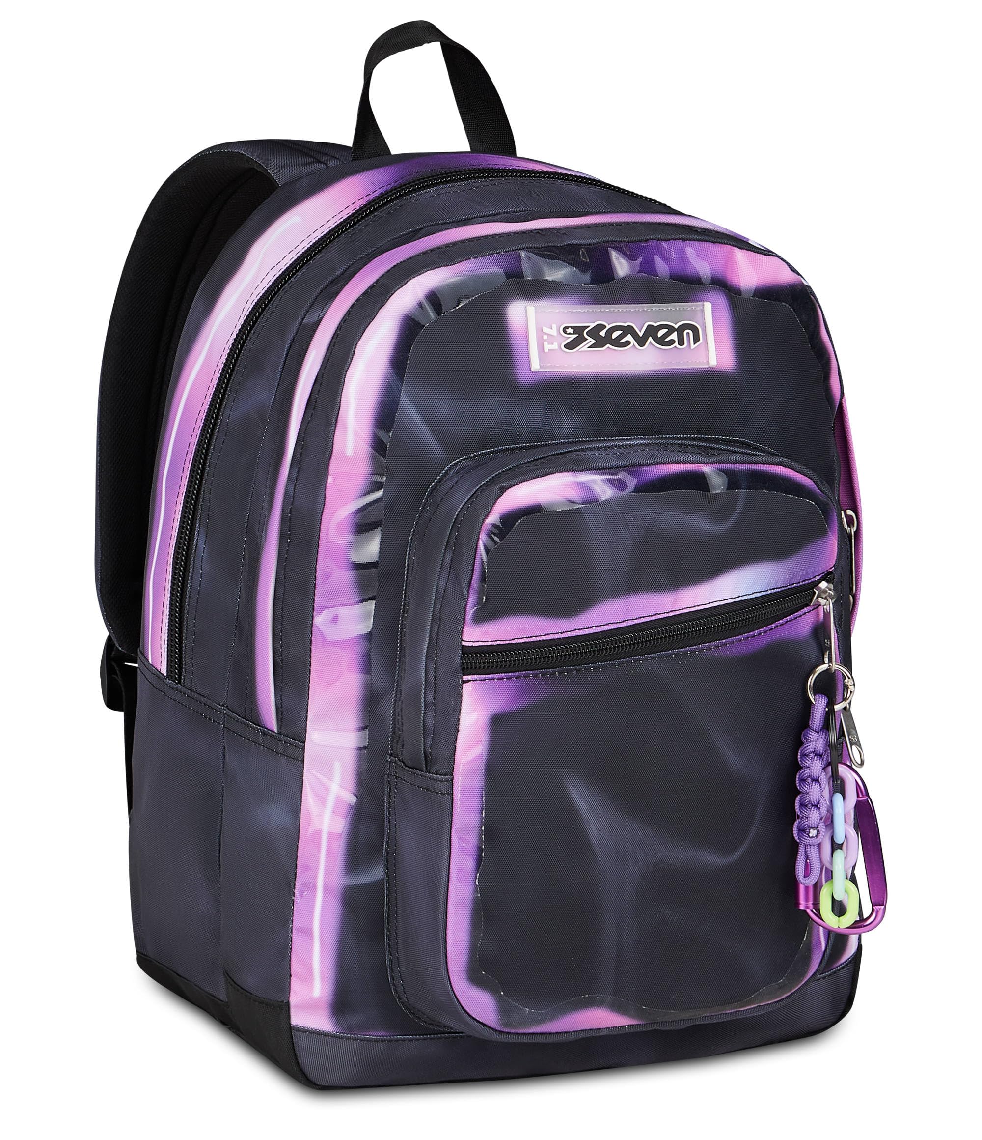 Seven Zaino Scuola FREETHINK, Doppio Scomparto, Nero, 34 L, Multifunzione, Tasca frontale, Tasca laterale portaborraccia, Scomparto Interno porta pc, Scuola media e superiore, Bambina, Ragazza
