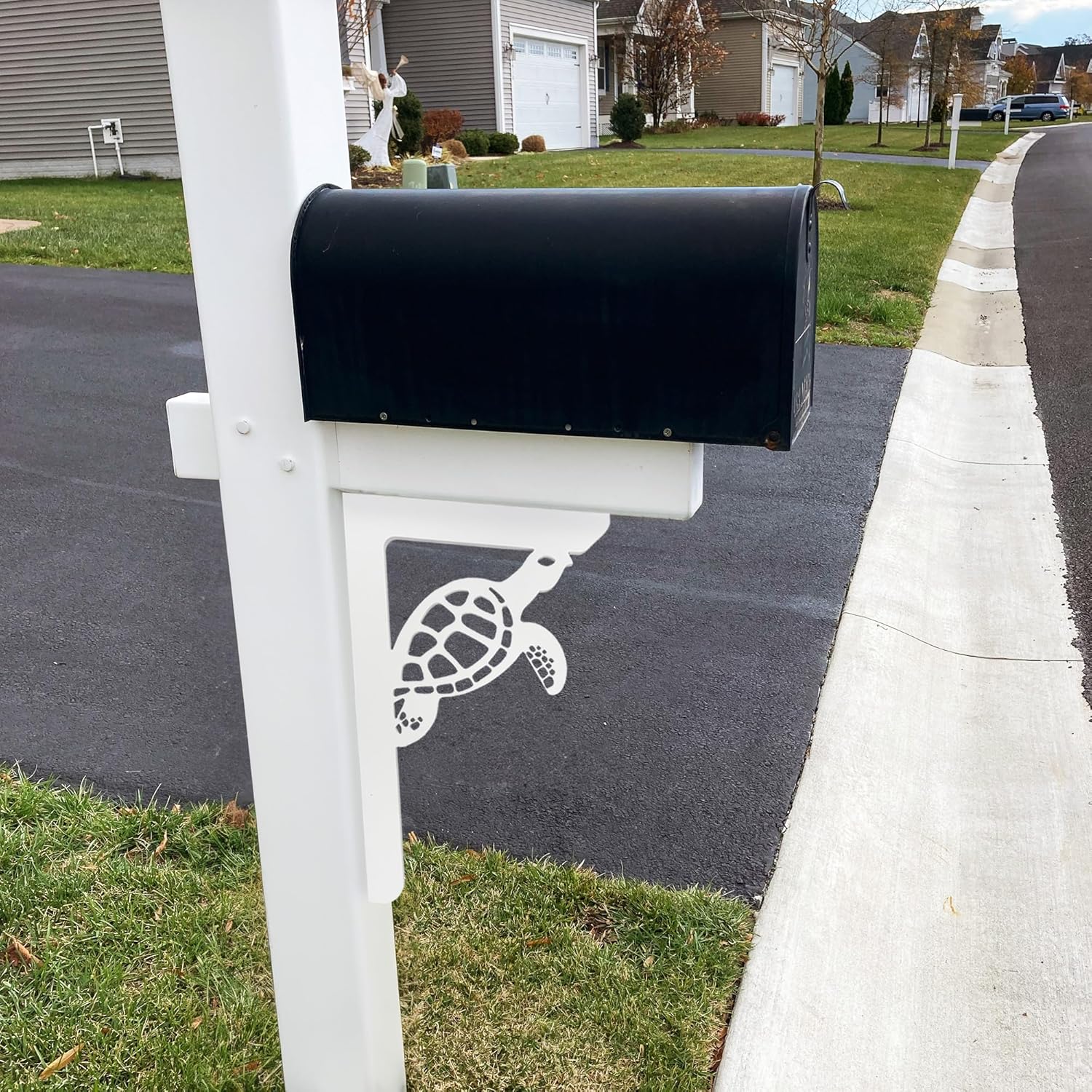 JennyGems Turtle Mailbox Bracket, Porch Decoration, Mailbox Decor for Outside, Beach Coastal Theme, 16 Inch, Made in USA