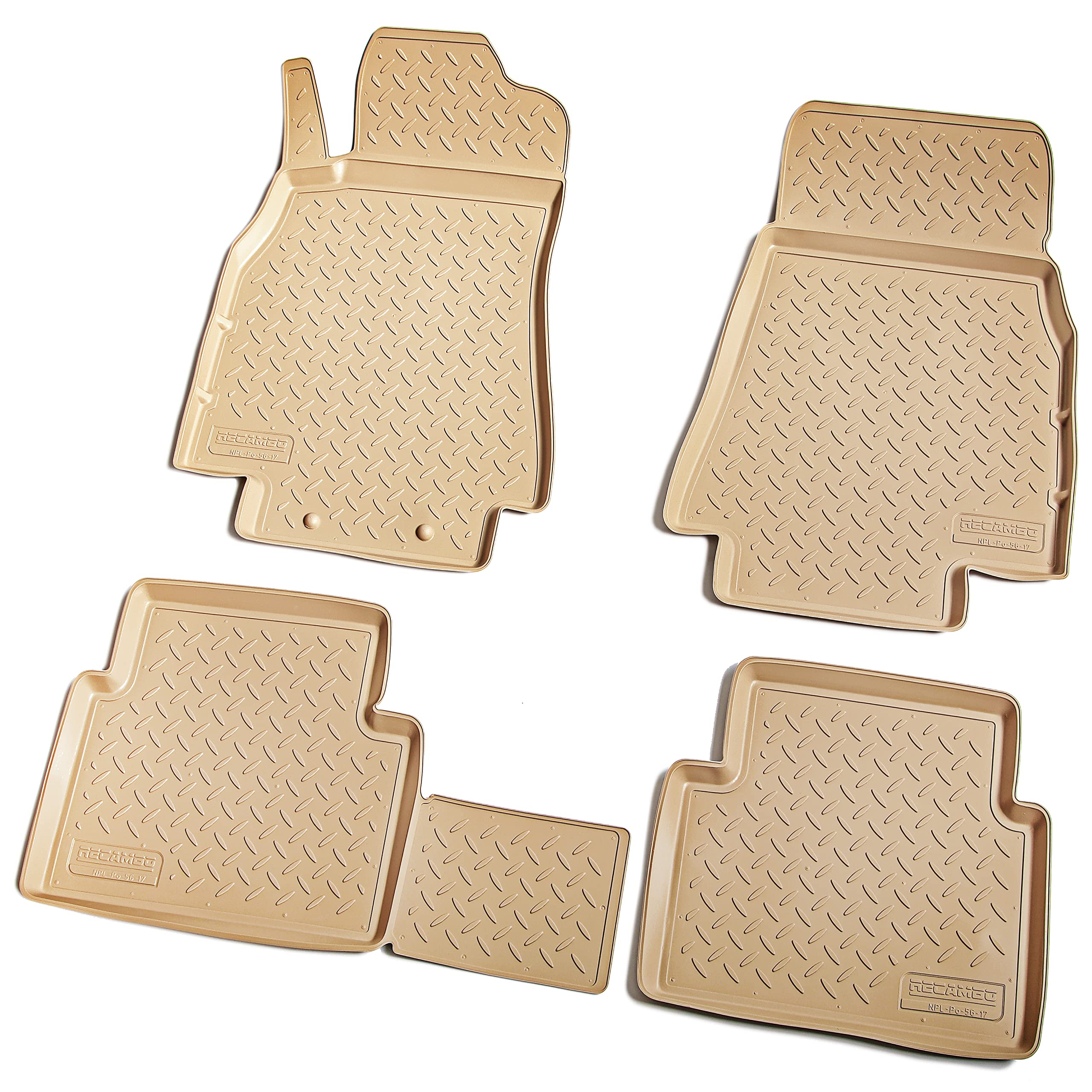 Recambo Tappetini in gomma 3D compatibili con Mercedes Classe A | W169 | 2004 2012 | Tappetini in gomma | su misura | con bordo | beige