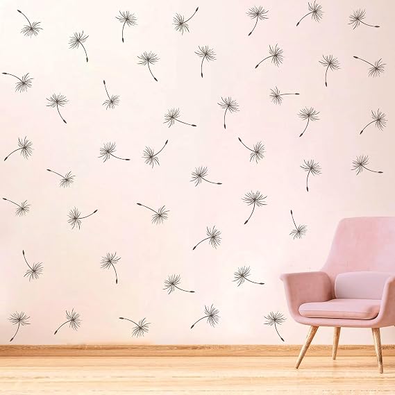 Dandelion Wall Decals Dandelion Wall Art Stickers Removable Floral Wall Art Decoration Peel and Stick Nursery Girls Bedroom Kids Room Wall Decor