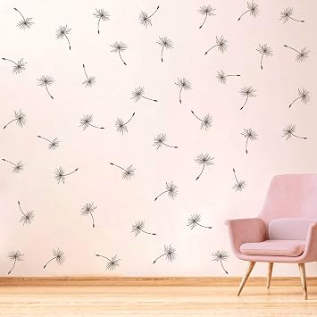 Dandelion Wall Decals Dandelion Wall Art Stickers Removable Floral Wall Art Decoration Peel and Stick Nursery Girls Bedroom Kids Room Wall Decor