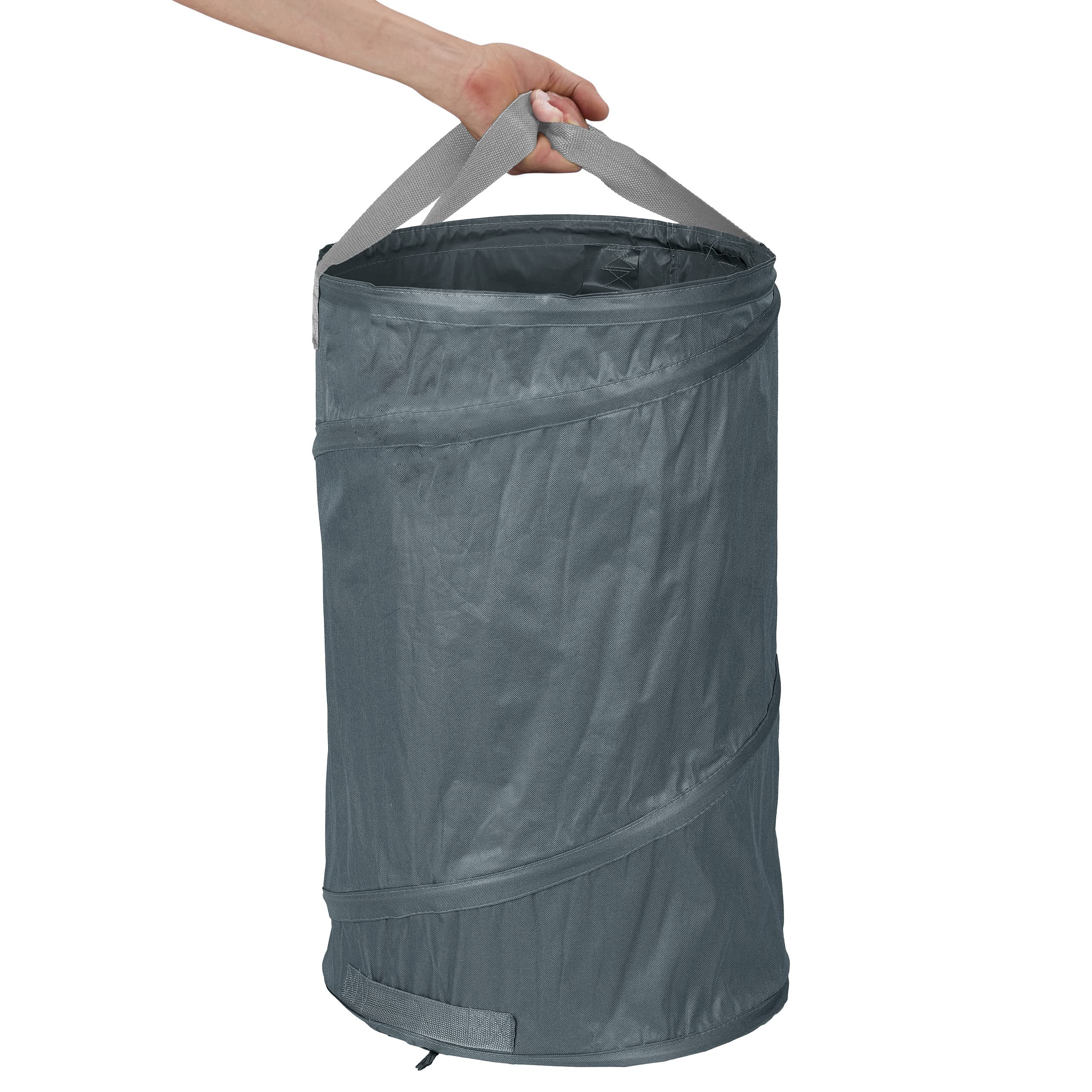 Relaxdays Sacchi da Giardinaggio, Set da 2, Fogliame e Rifiuti, Sistema Pop Up, 120 l, Impermeabile, HD72x45 cm, Grigio
