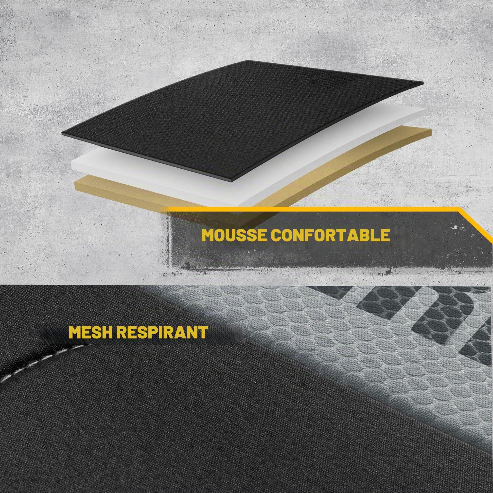 CAT erpillar Flexfit Lot de 2 housses de siège auto pour voiture, camion et SUV – Housses de siège noires pour sièges avant, protection de siège avec bordure en nid d'abeille gris, housses intérieures