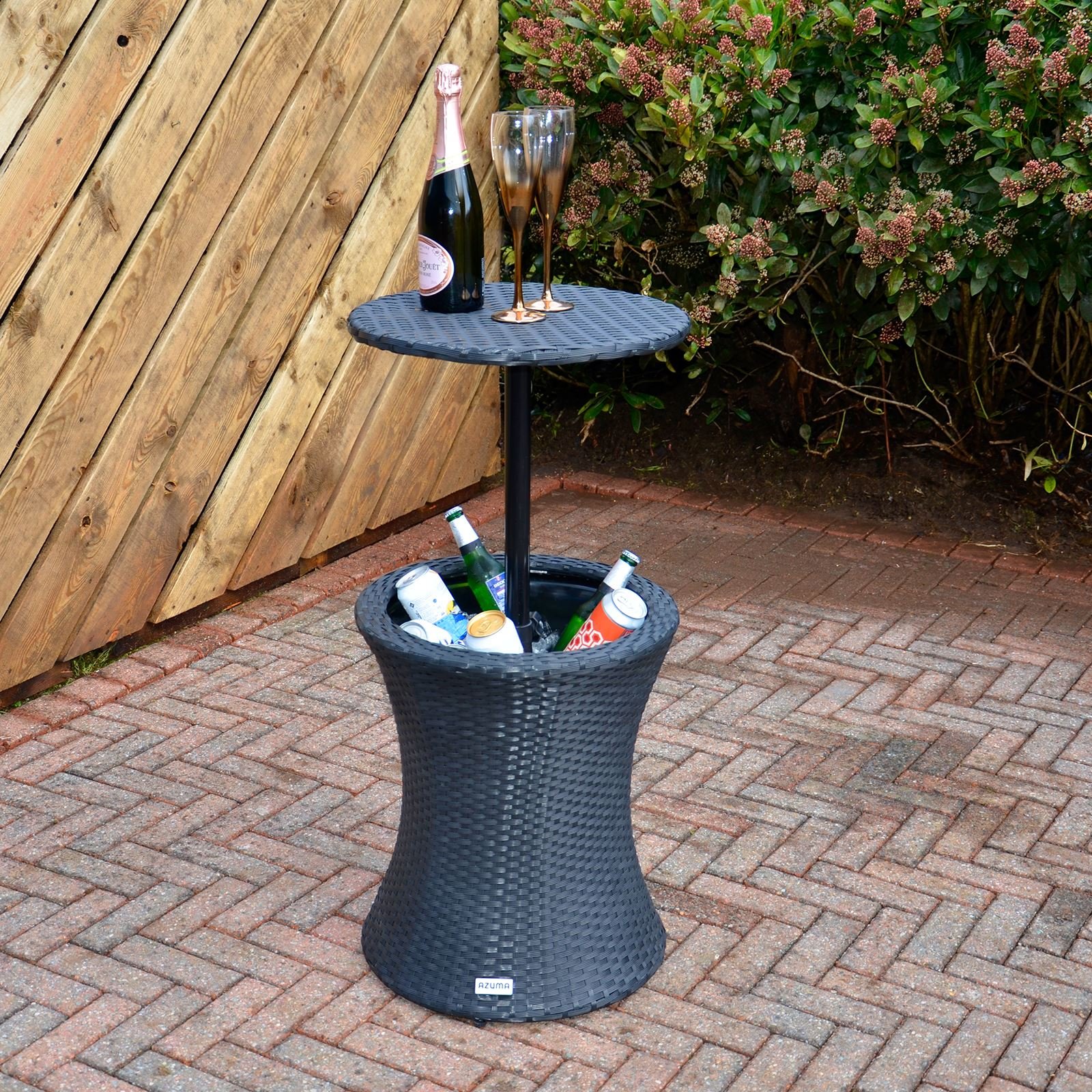 Buy Azuma Drinks Cooler Table With Glass Table Top Rattan Effect