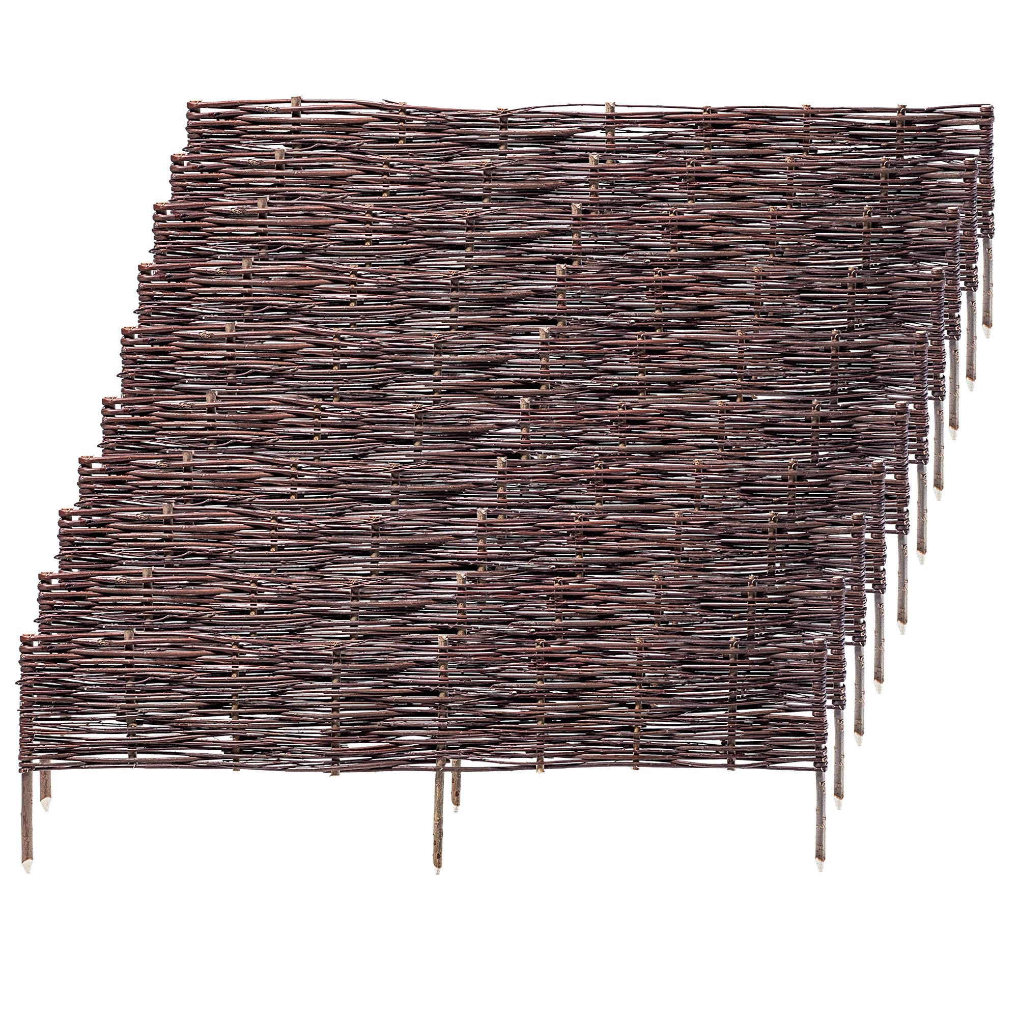 KADAX Zestaw 10 szt. obrzeże ogrodowe wiklinowe 120x20 cm, do rabat, ścieżek i trawnika, naturalny wygląd i estetyczne wykończenie