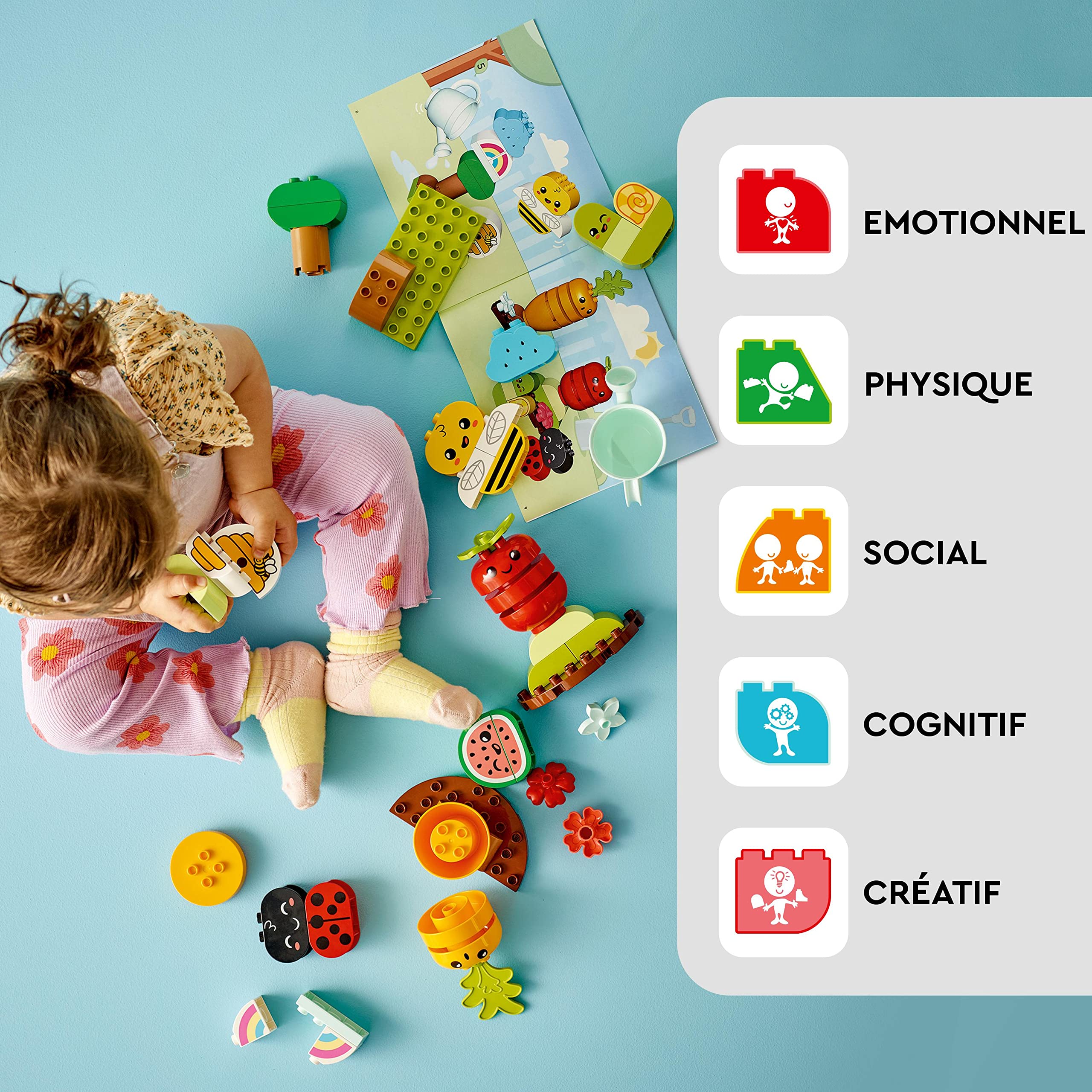 LEGO 10984 Duplo My First Le Jardin Bio, Jouets à Empiler pour Bébés et Enfants Dès 1,5 an, Jeu Éducatif avec Coccinelle, Bourdon, Fruits et Légumes