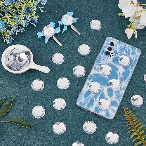 Miniatura 7 de FINGERINSPIRE 60 diamantes de imitación acrílicos autoadhesivos de 0.98 pulgadas con contenedor, parte trasera plana transparente, gemas circulares