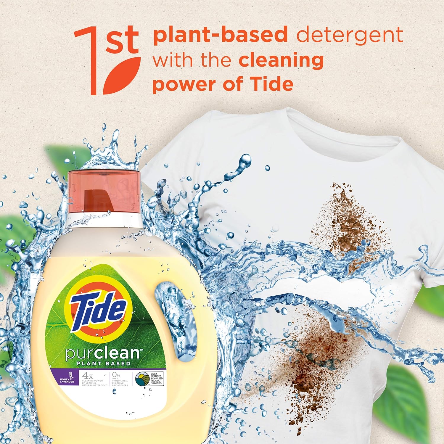 Tide Purclean Plant-based Laundry Detergent, Honey Lavender Scent, 50 Fl Oz