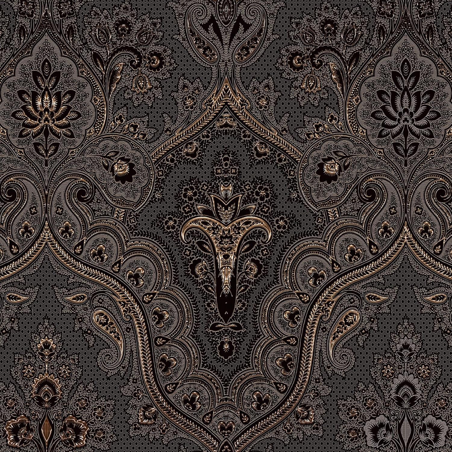 Livelynine 17.5x276" Vintage French Damask Peel and Stick Wallpaper Dark Academia Gothic Victorian Wallpaper for Bedroom Black and Gold Floral Paisley Renter Friendly Vintage Contact Paper for Drawers