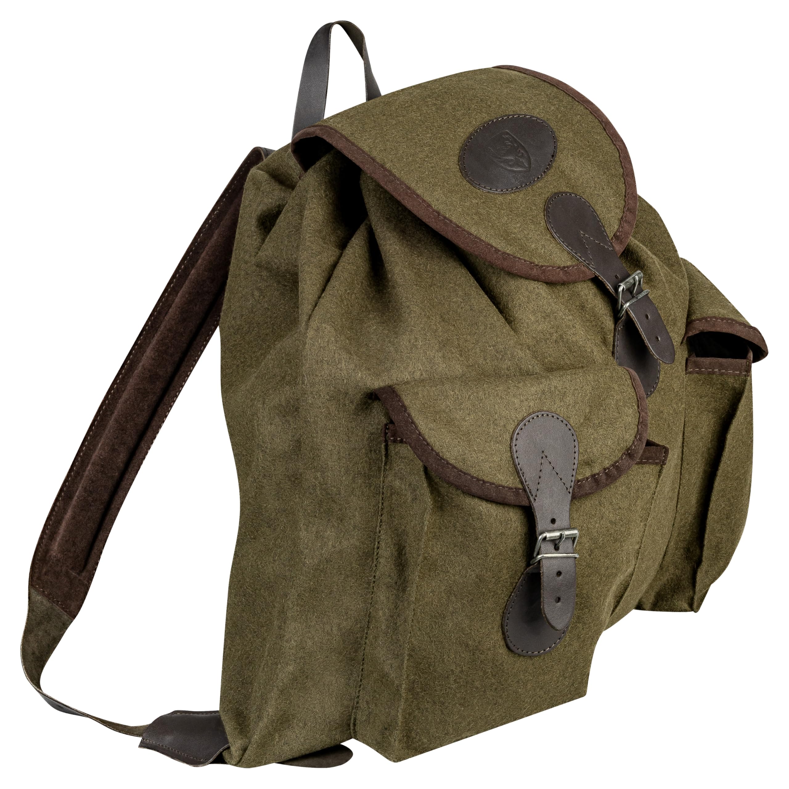 Lodenrucksack Jagd Klassischer Jagdrucksack Vintage Rucksack Loden Wandern Trekking Outdoor mit Schweißeinlage Grün 30L