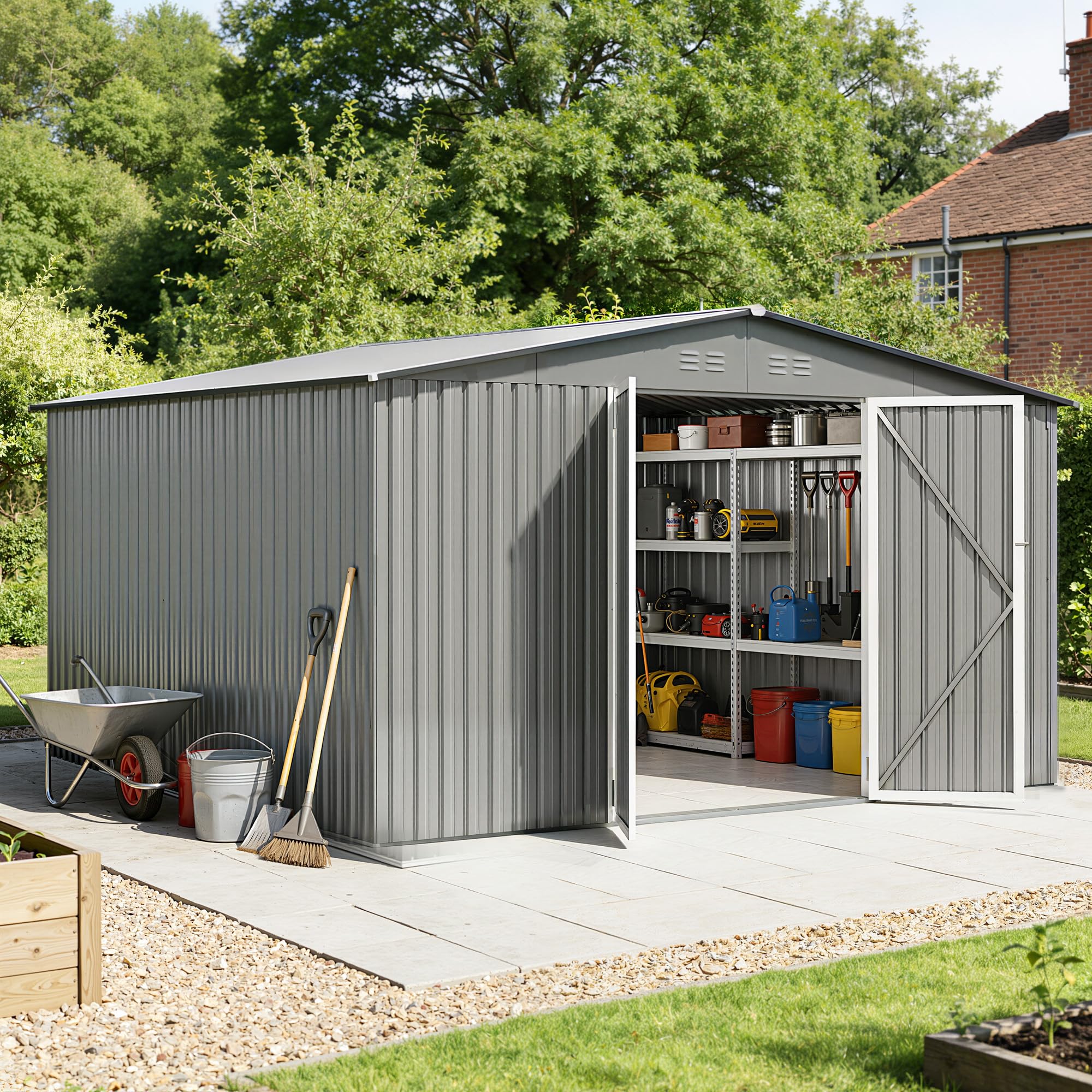 Amazon.com : WillowLume 12 x 10FT Grey Outdoor Storage Shed, Metal