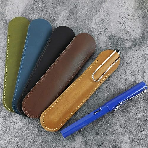 Miniatura 2 de Estuche de cuero para bolígrafos SENRISE con soporte para bolígrafos individual, funda protectora suave hecha a mano para bolígrafos, 1 paquete (5.9