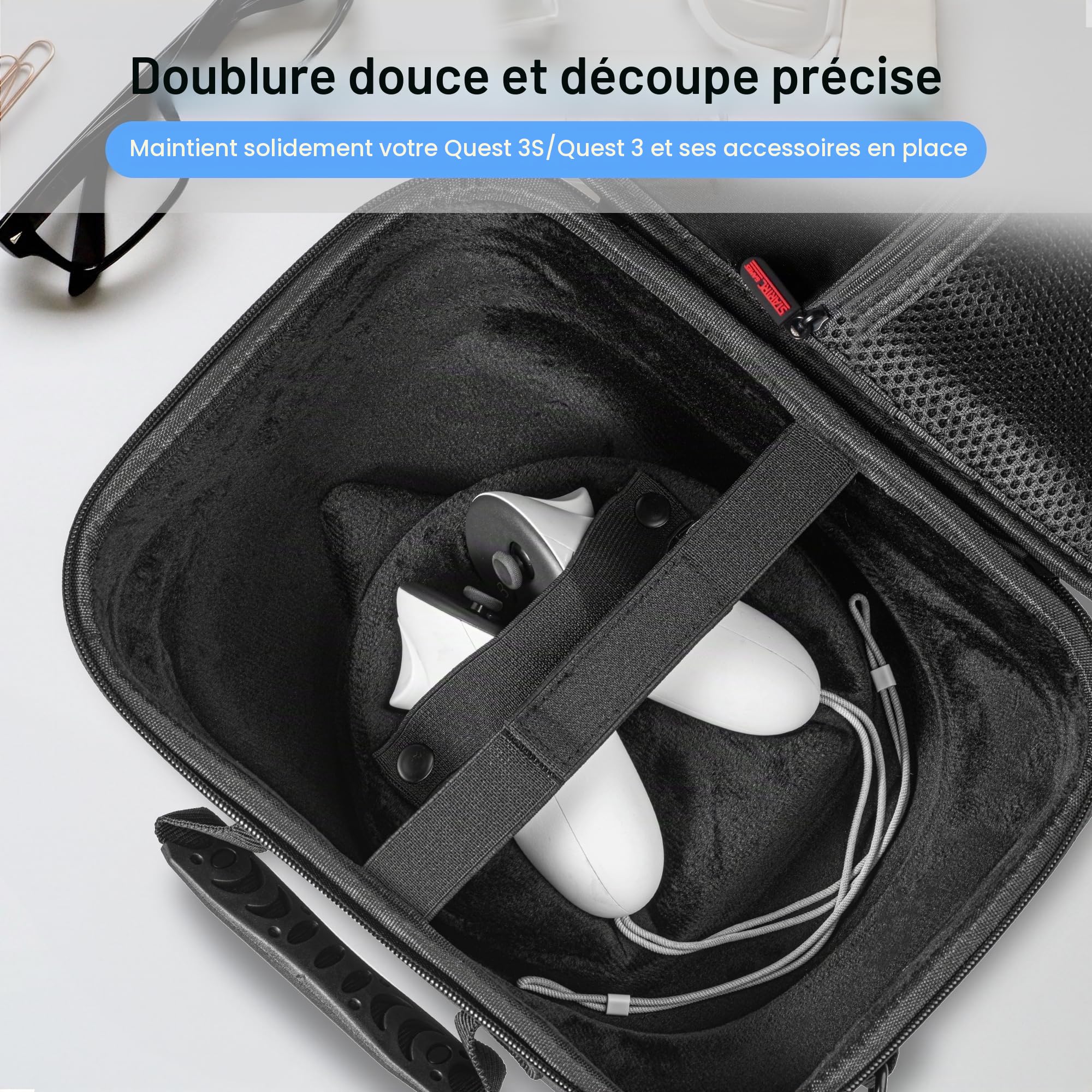 Grand étui de transport pour Meta Quest 3S/Quest 3, étui de voyage rigide pour BOBOVR S3 Pro/Kiwi, sangle de tête de batterie, contrôleurs et autres accessoires, sac de voyage portable pour Oculus