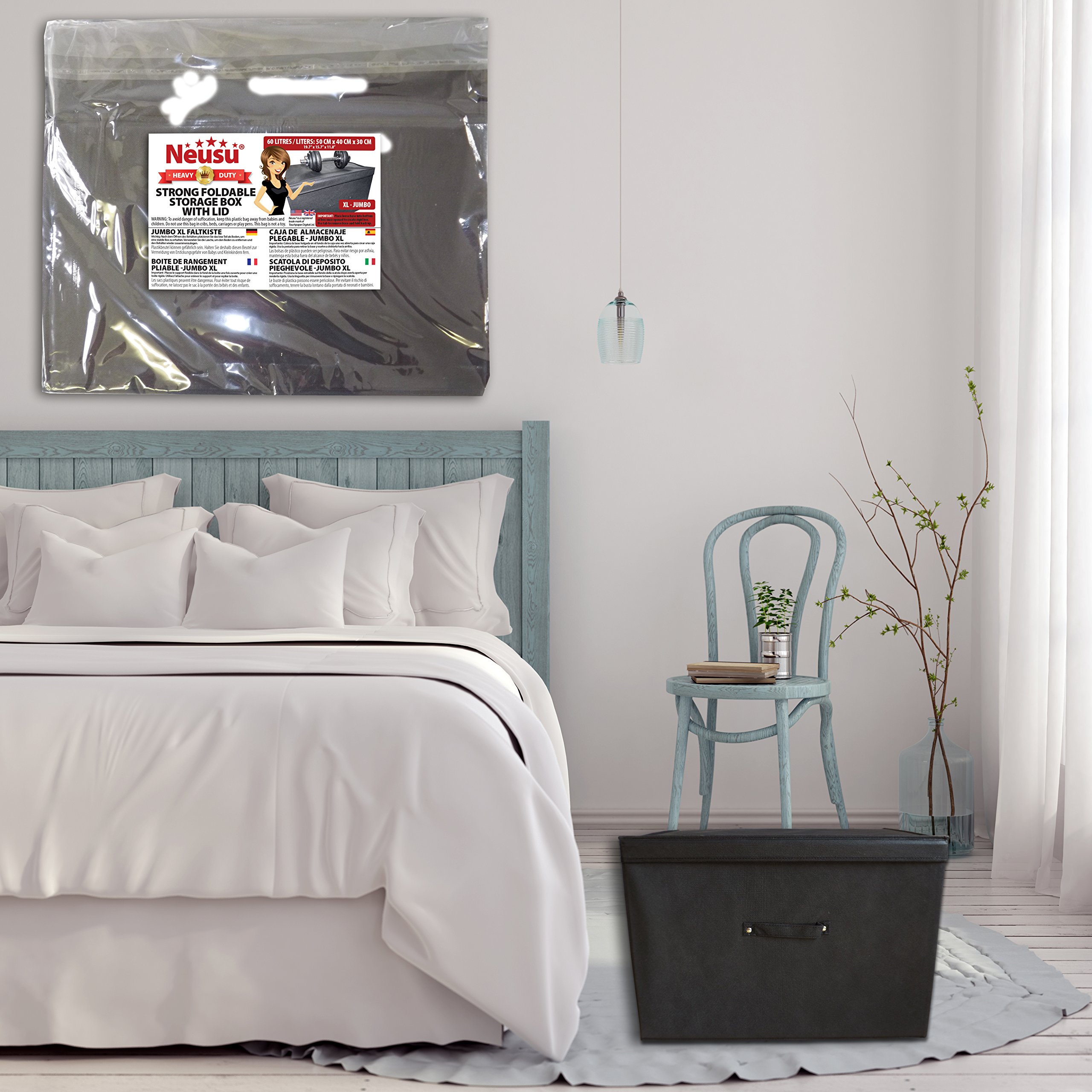 Neusu Heavy Duty XL Foldable Storage Box 50cm x 40cm x 30cm (60 Litre