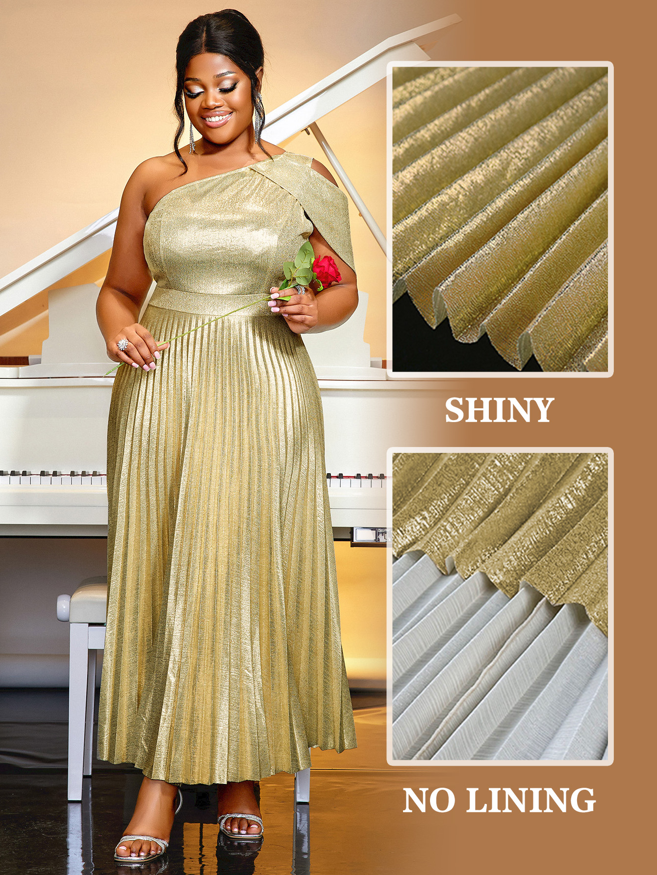 slim fit dress slacks Aidan Mattox One-Shoulder Metallic Jacquard Column Gown