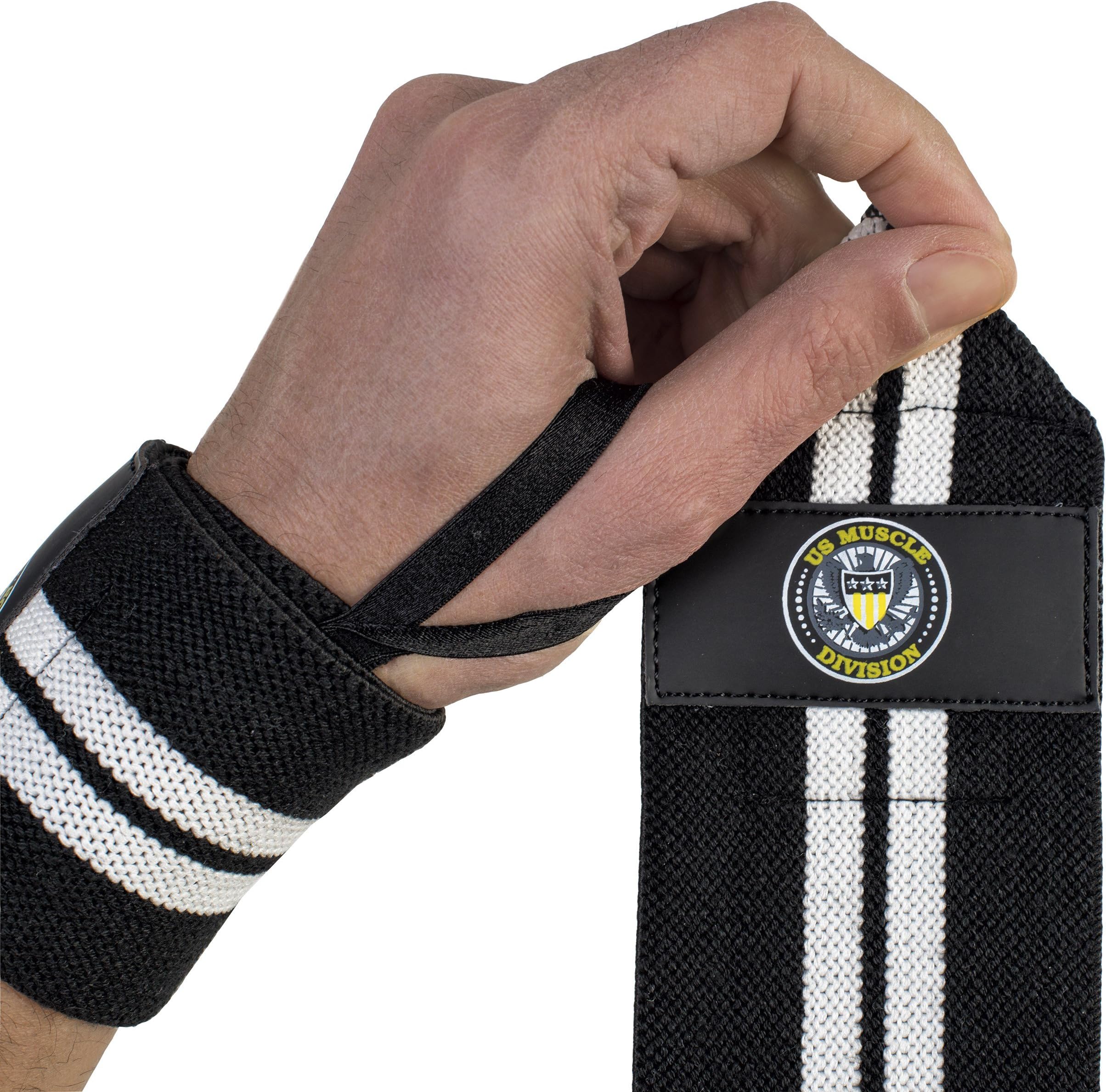 US Muscle Division Wrist Wraps Wrist Support Straps for Weightlifting, Bodybuilding, Cross-fit, Fitness + Sports - Increase Your Strength, Lift More Weight +