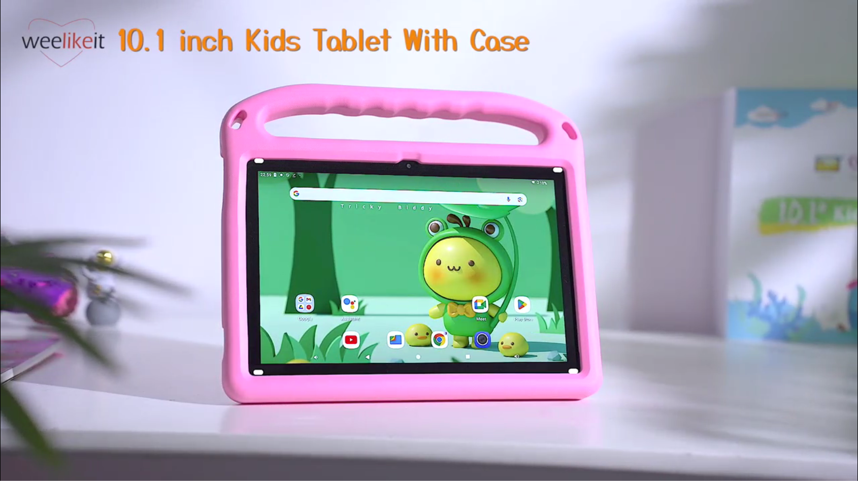 YUMBOT Kinder Tablet 10 Zoll, für Kinder mit Android 13, 8GB RAM 128GB ROM 6000 mAh,Kindersicherung,Wi-Fi,Bluetooth,Kinder Tablet ab 2 3 5 6 7 8 Jahre mit Eva Hülle,Rose