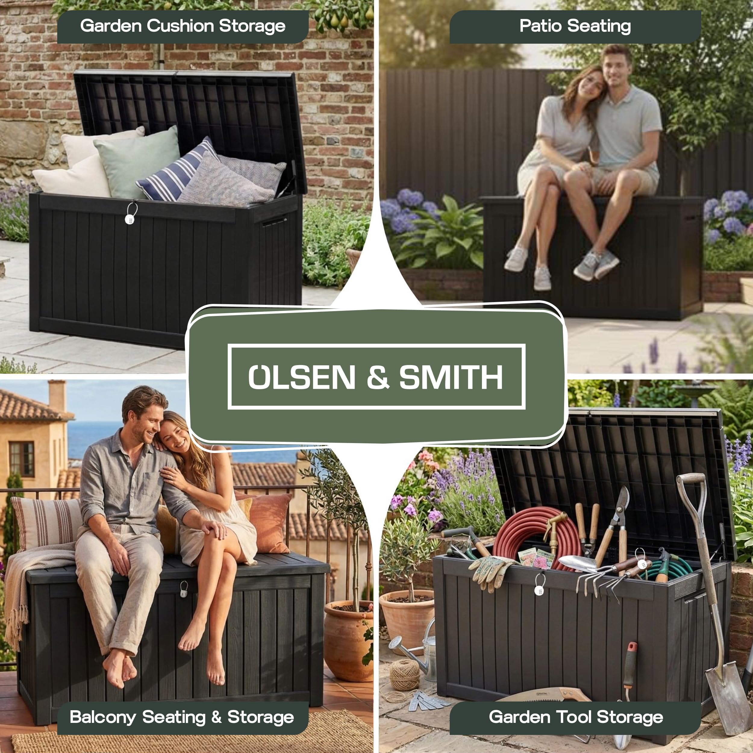 Olsen & Smith 870L XXL Recycled Lockable Outdoor Garden Storage Box & Bench Seat - Image 4