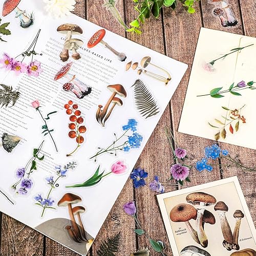 Miniatura 23 de 80 piezas de calcomanías de flores naturales para álbumes de recortes, calcomanías autoadhesivas para álbumes de recortes, suministros para diario