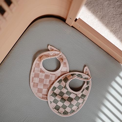 Miniatura 4 de mushie Babero de muselina para bebé, algodón suave para goteos, babas y alimentaciones infantiles, ajuste ajustable, paquete de 2