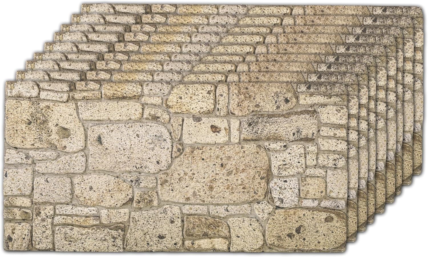 3D Faux Brick Wall Panels (9-Pack) - Easy DIY Install with Adhesive - Lightweight Styrofoam Stone Cladding for Interior & Exterior Travertine - 40"x20"