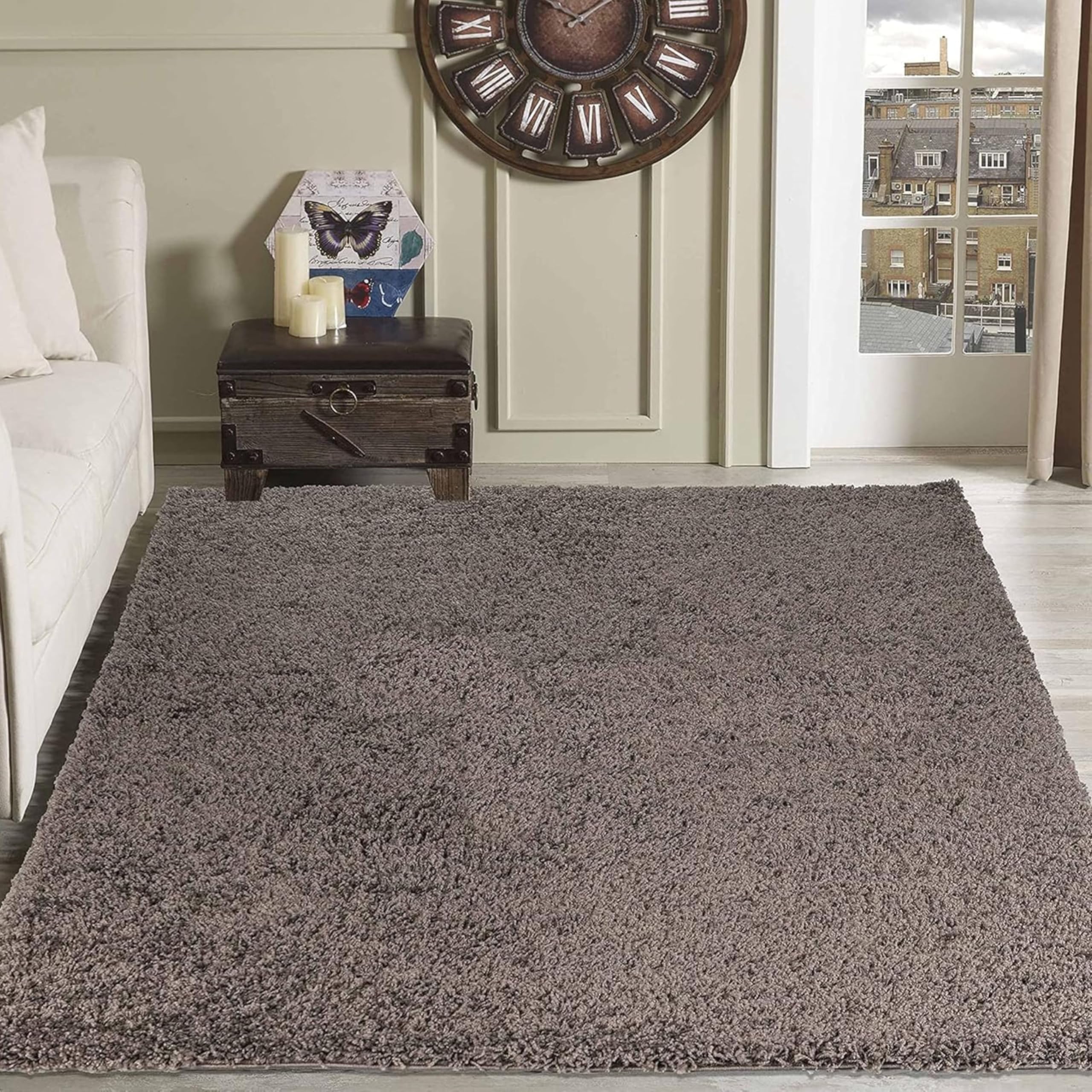 GAM Shaggy Rugs For Living Room - Soft Thick Pile Extra Large Small Medium Rectangular Size Area Rug - Fluffy Shaggy Rugs For Living Room Area Bedroom (Taupe, 200 x 290 cm (Rectangular))