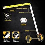 LEXIVON [4-Pack] 16Ft/5m DuaLock Mesure de la bande 1-Inch Lame large avec revêtement en nylon, finition mat blanc & Imprimé de la règle double face jaune Ft/Inch/Fractions/Métrique (LX-207X4)