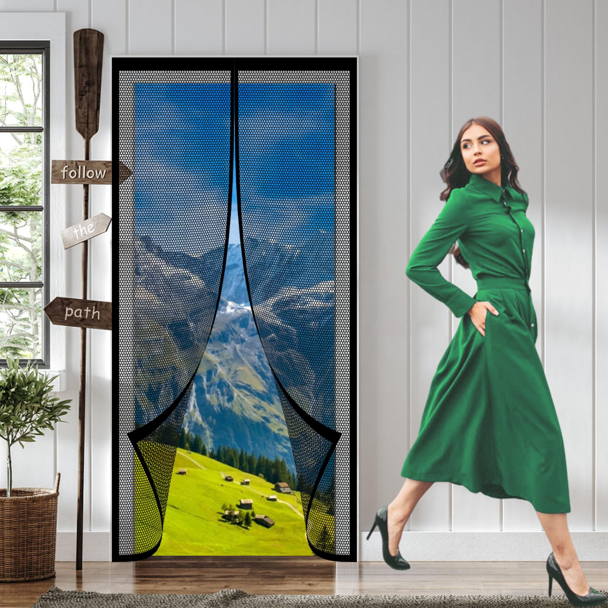 Rideau moustiquaire magnétique 100 x 190 cm pour porte fenêtre