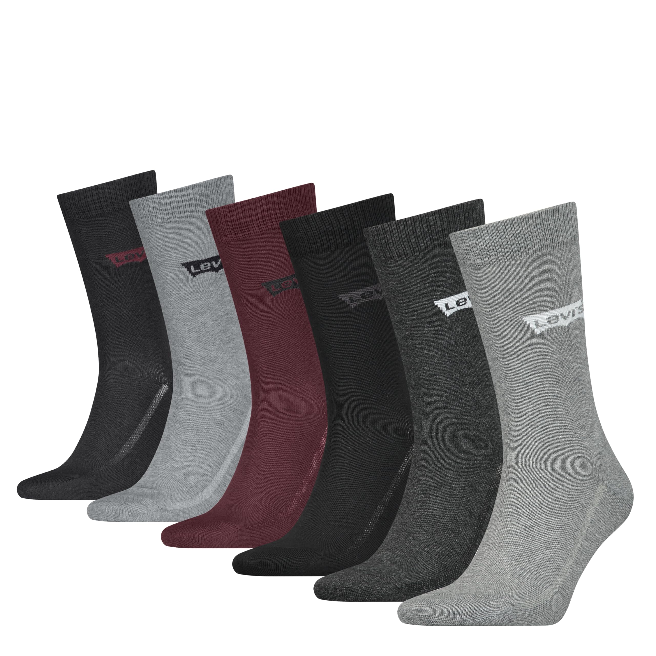Levi's Regular Cut Batwing Logo Classic Sock, Colour Combo, 35-38 (Pack of 6)