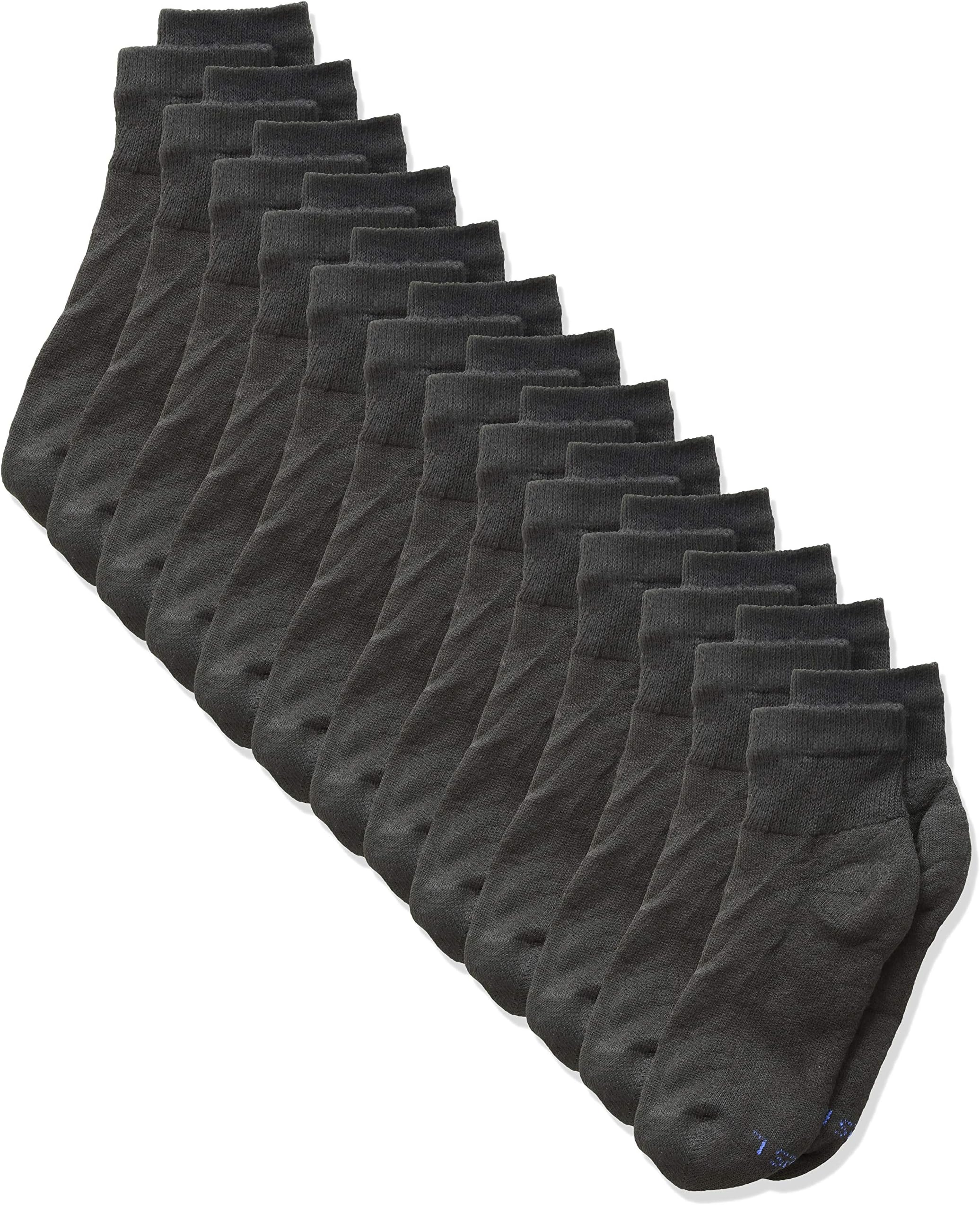 Boys Socks, Crew, Ankle, & No Show, Stretch-Cotton Socks, Moisture-wicking, Cushioned, 12 & 14 Packs, Black White