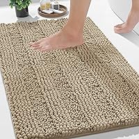 Vista 118 de Yimobra Tapetes de baño lavables, de chenilla súper suave y absorbente, para suelo y alfombra, de secado rápido, antideslizante, para bañera y Beige