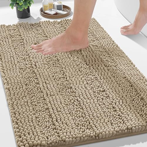 Miniatura 127 de Yimobra Alfombras lavables para baño, alfombra de baño de chenilla súper suave y absorbente para piso y alfombra, alfombra antideslizante de secado