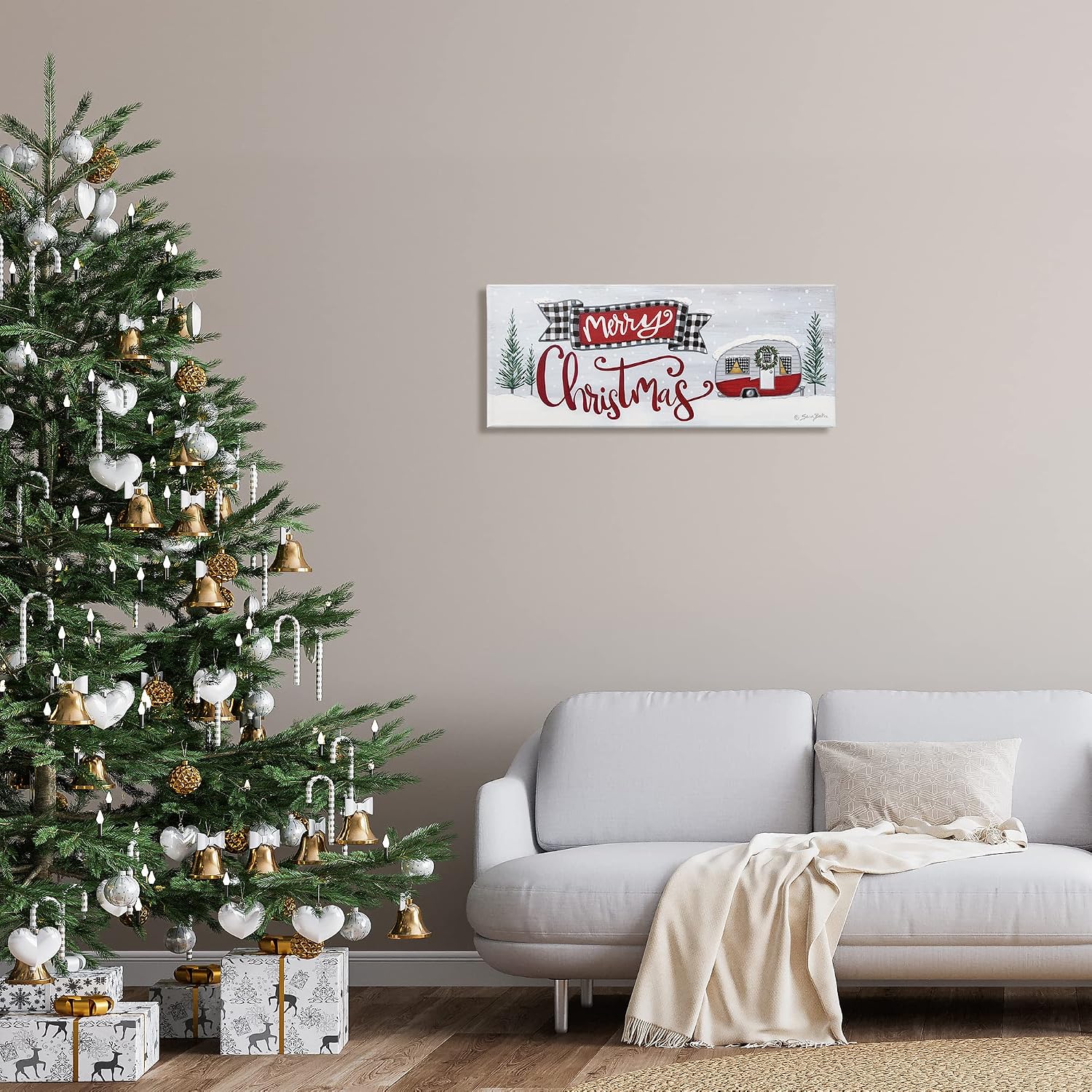 Stupell Industries Merry Christmas Winter Sentiment Festive Snowy Camper Trailer, Design by Sara Baker
