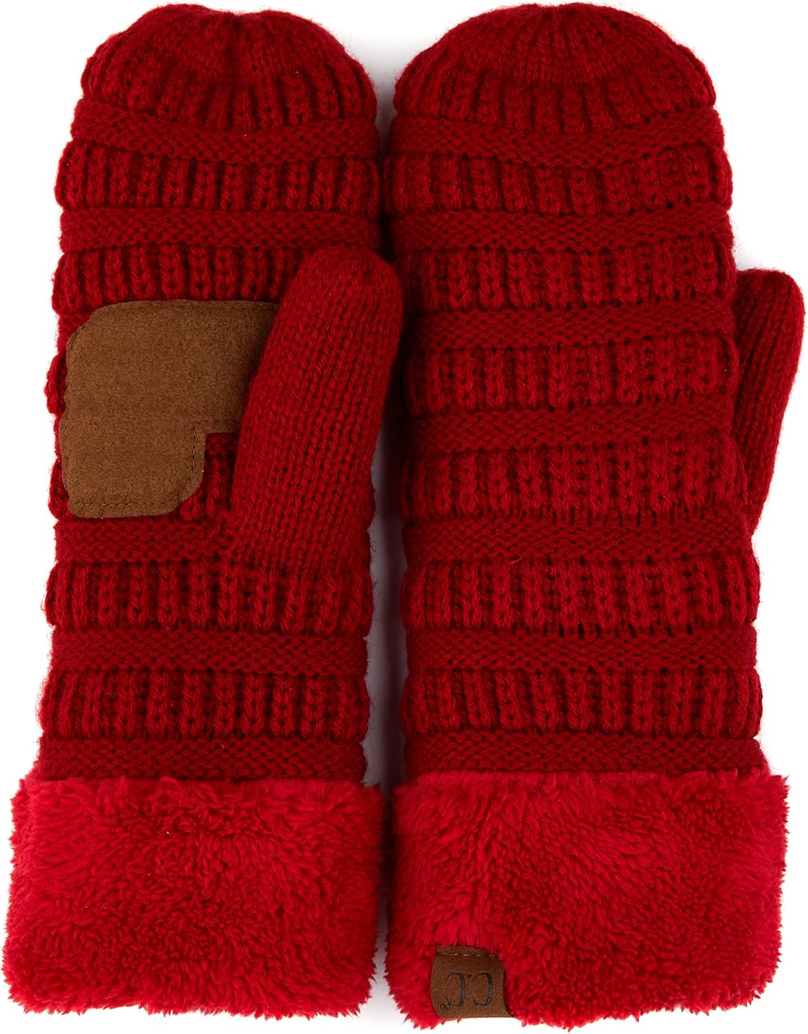 C.C CC Super Thick Fuzzy Fleeced Lined Warm Winter Knitted Mittens Gloves - Image 2