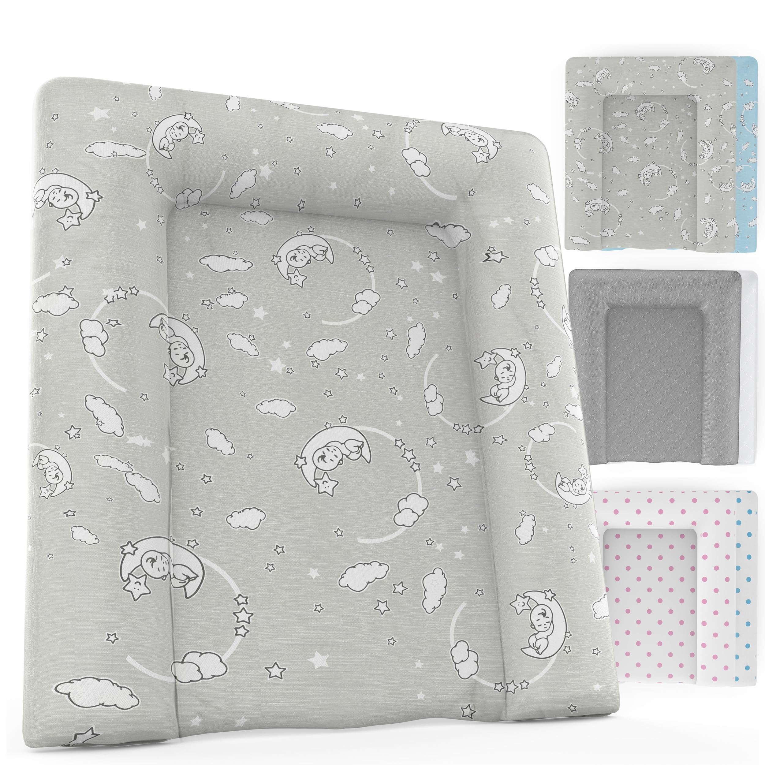 Baby'ness Wasserfest Wickelauflage - 50x70 cm - Hochwertig, Abwischbar, Leicht zu Reinigende - Erweitern Sie Ihren Wickelbereich mit Wickelunterlagen - Mond-Sternchen Beige