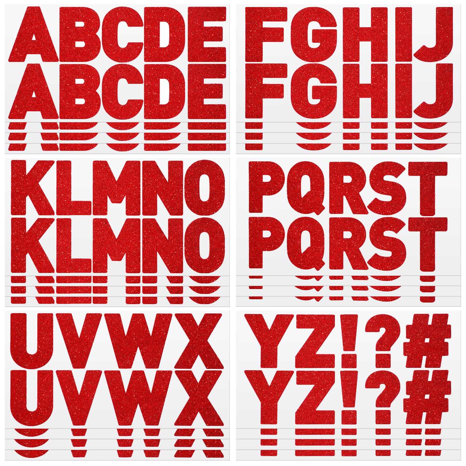 Harloon 232 Pcs Large Glitter Letter Stickers, Red, 2.5 Inch