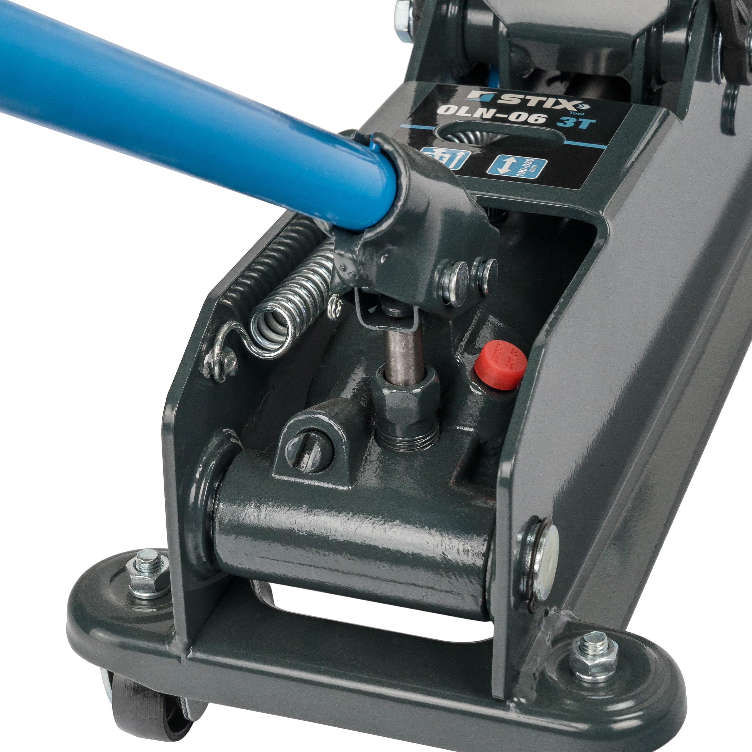 STIX Hydraulischer Wagenheber OLN-06 Rangierwagenheber 3 T | Hubhöhe 200–535 mm, 360° Rollen, 2x Gummiauflage, für SUV, Transporter, Geländewagen