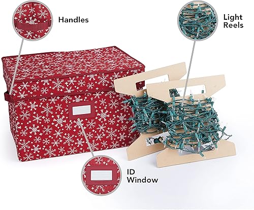 Miniatura 3 de Covermates Keepsakes Caja de almacenamiento de luz de Navidad, asas de transporte, paredes interiores resistentes, almacenamiento navideño, copo de